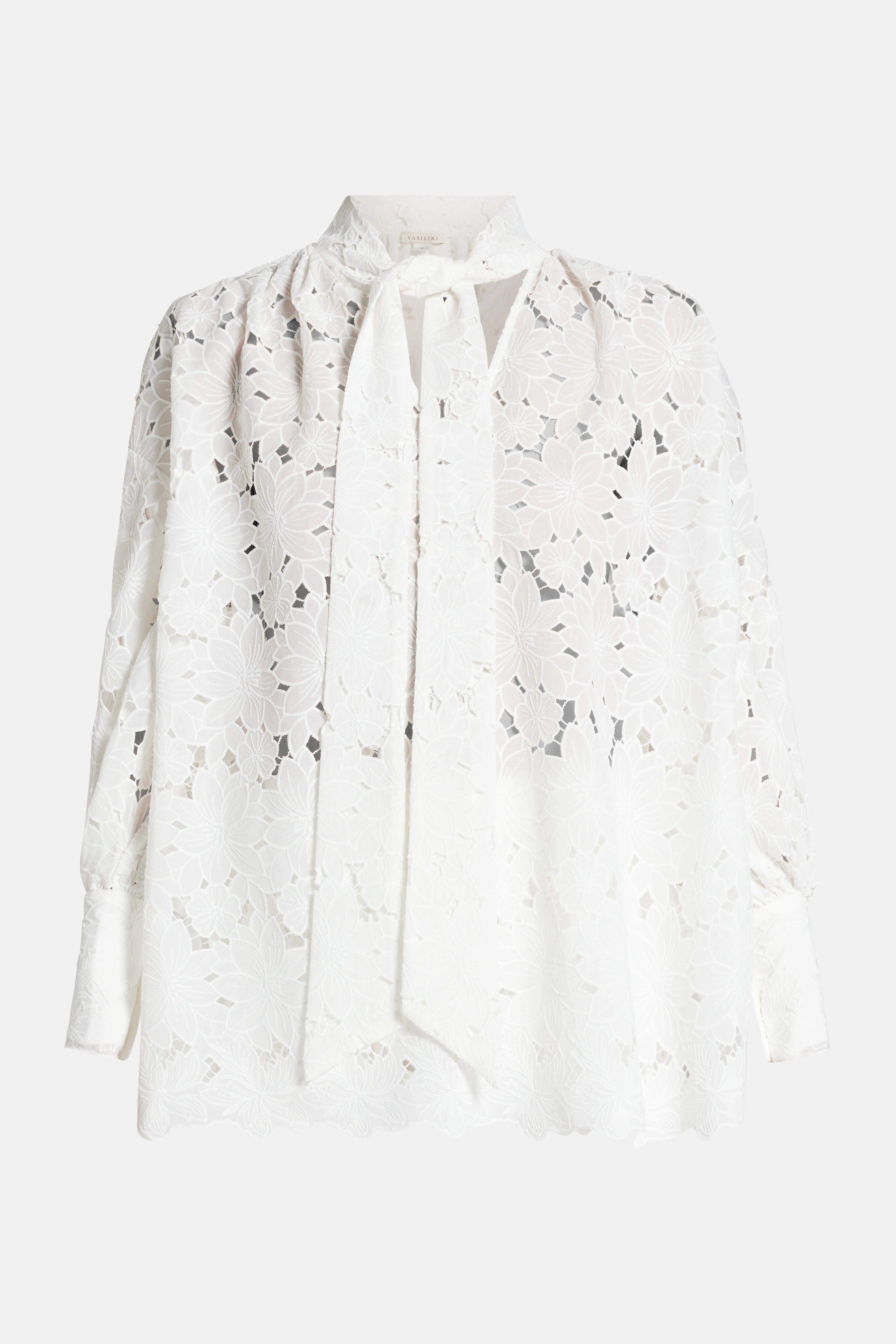 Raya Lace Cotton Blouse in White