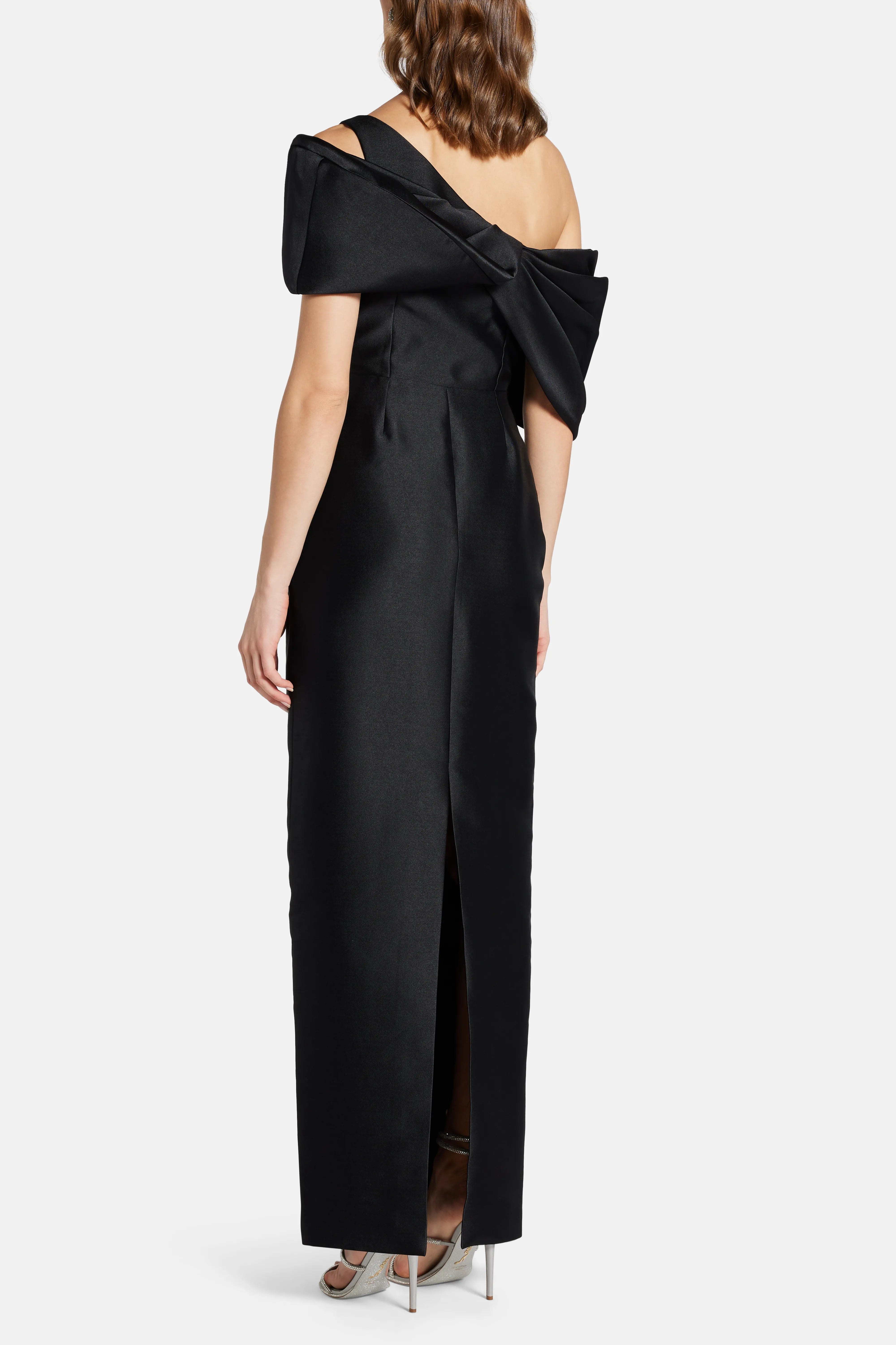 Davina One Shoulder Evening Dress in Black
