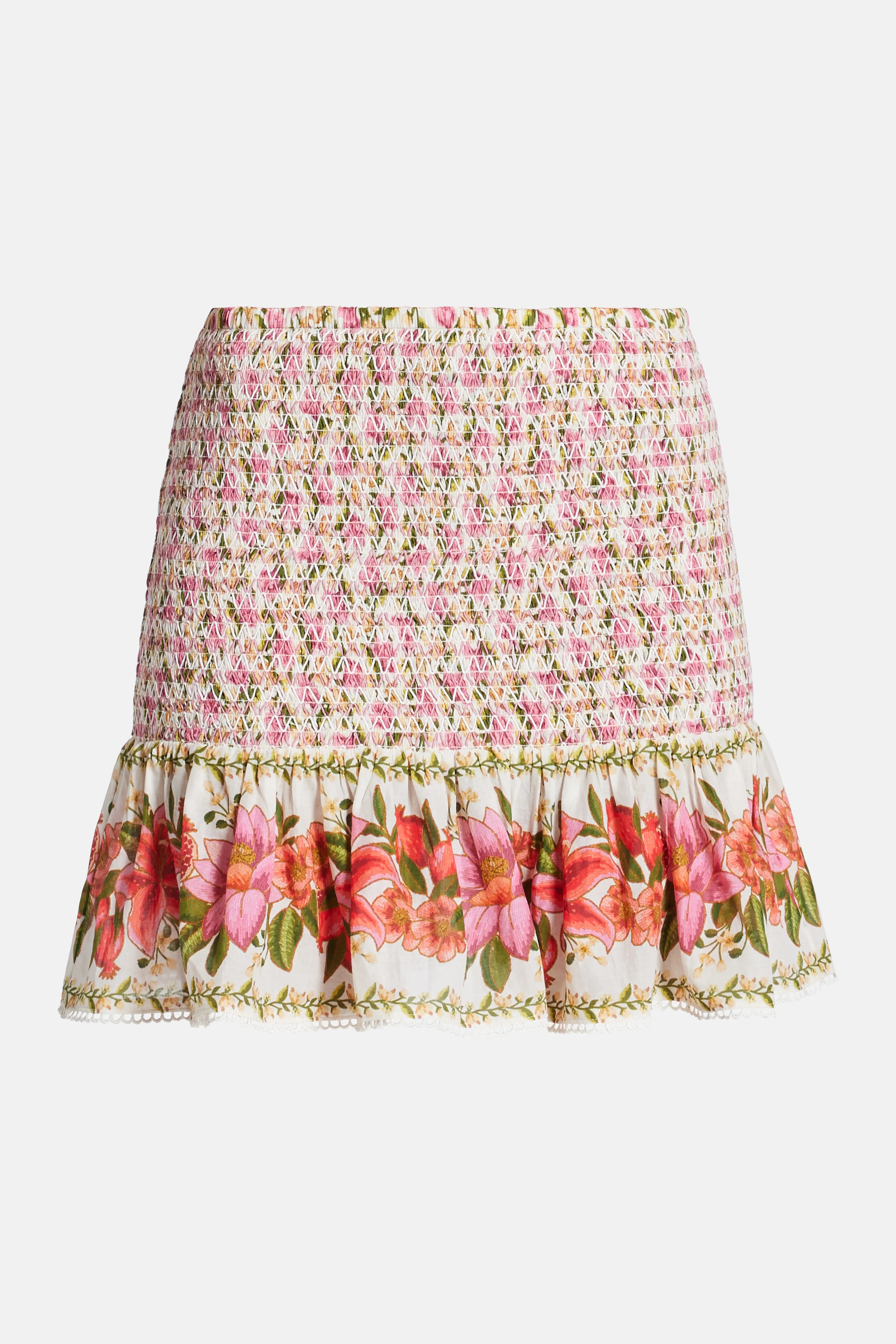 Summer Fruit Floral Mini Skirt In White
