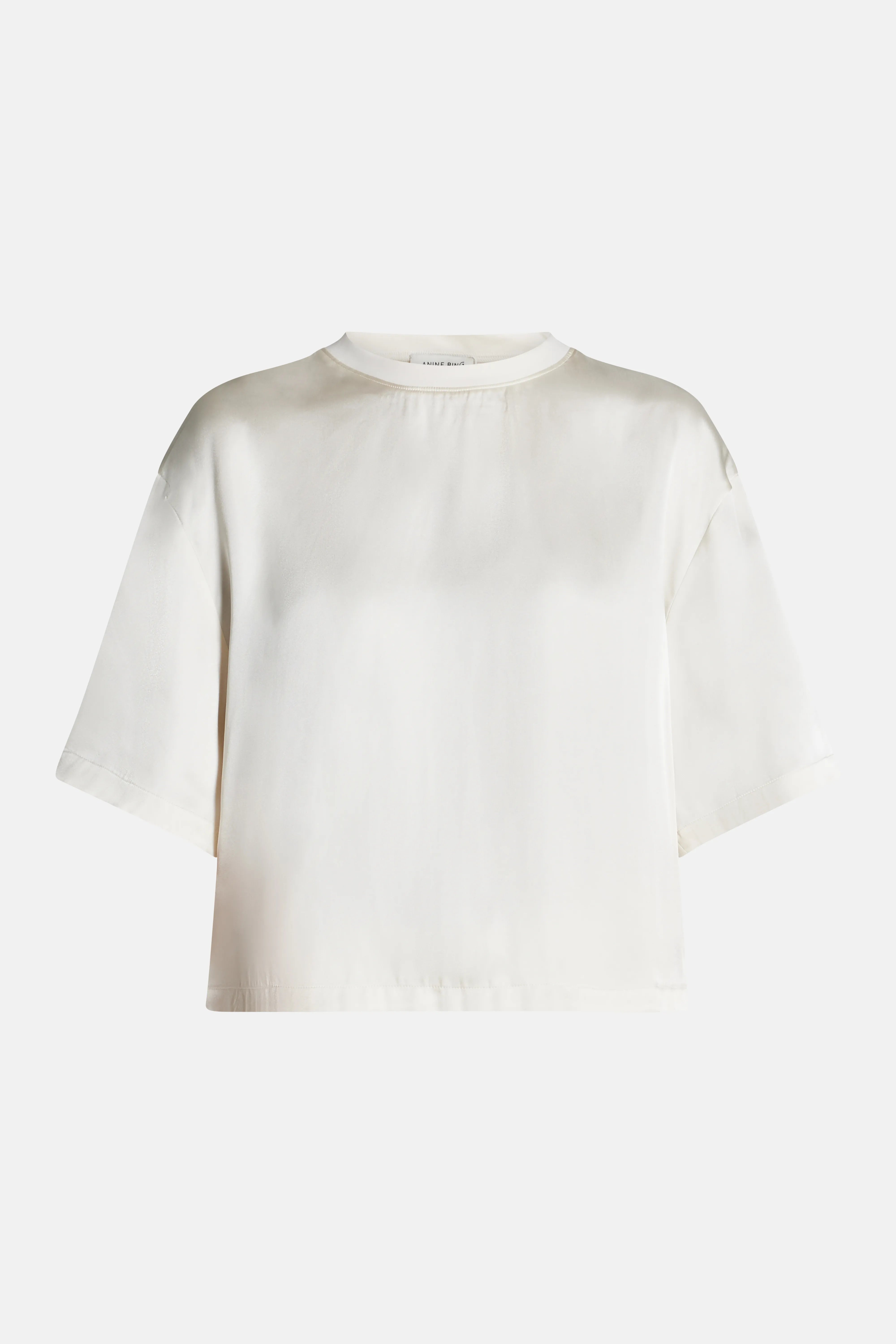 Imogen Round Neck Long Sleeves Silk Top in White