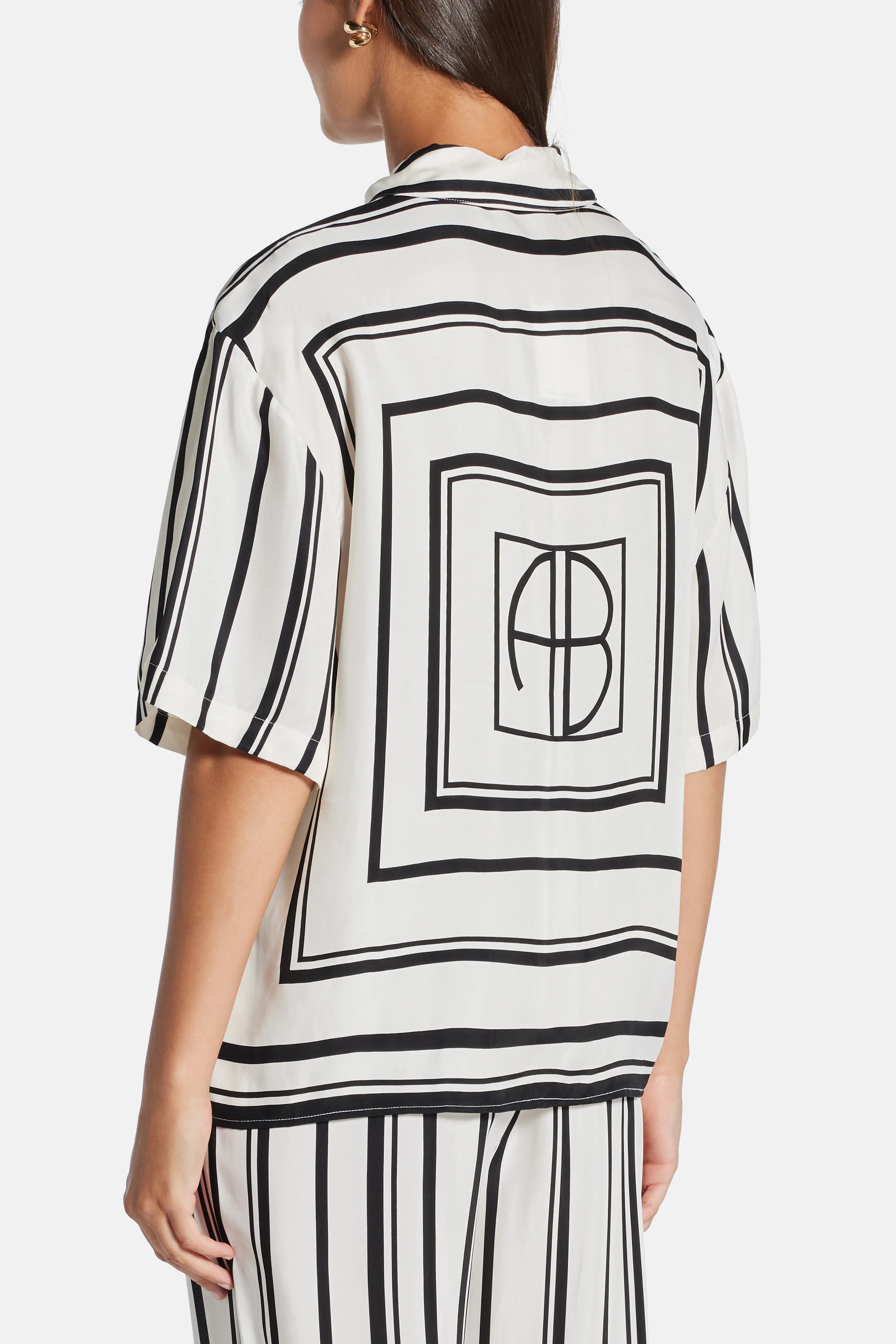 Coco Stripes Short Sleeves Shirt in Black and White