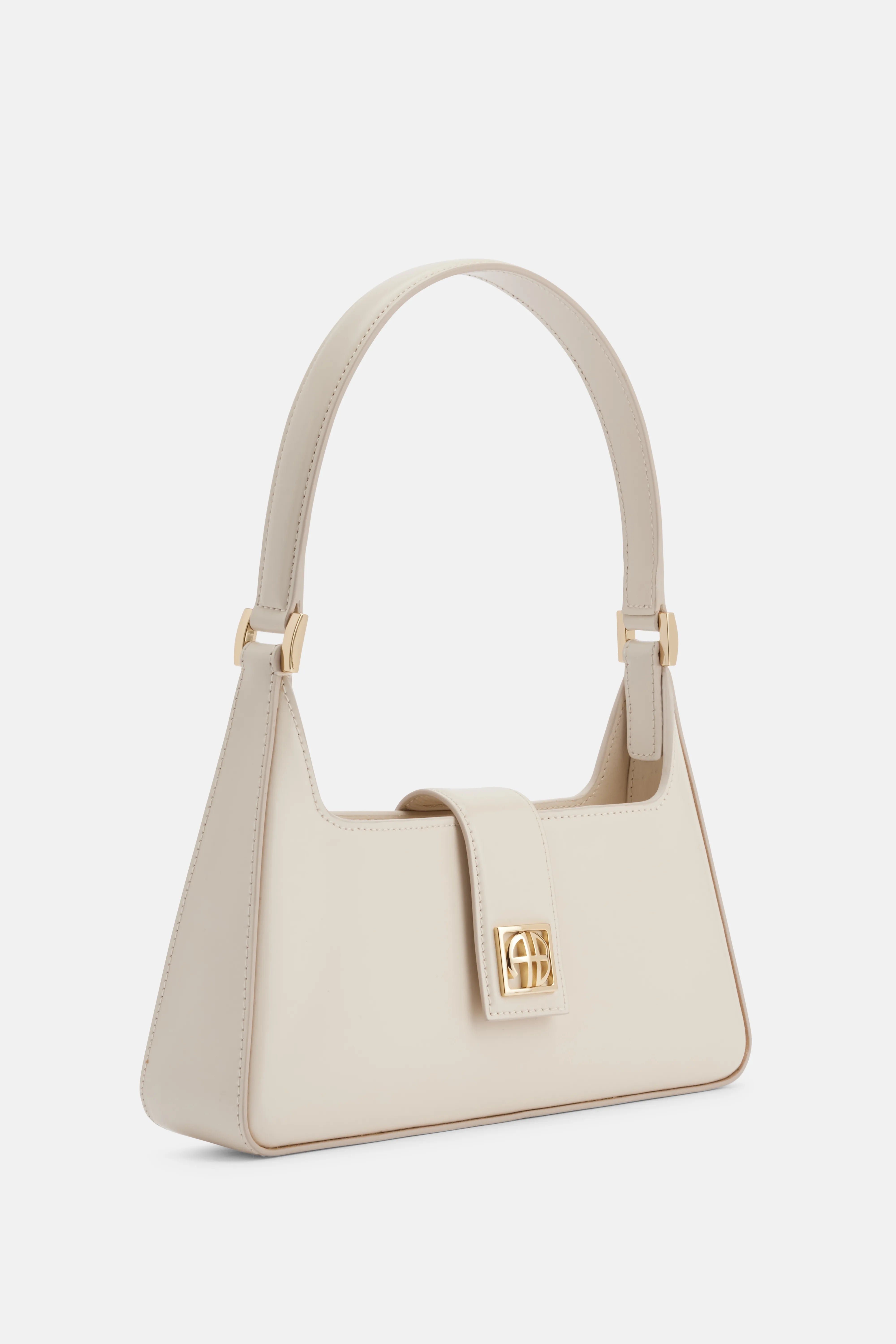 Lou Leather Shoulder Bag in Beige