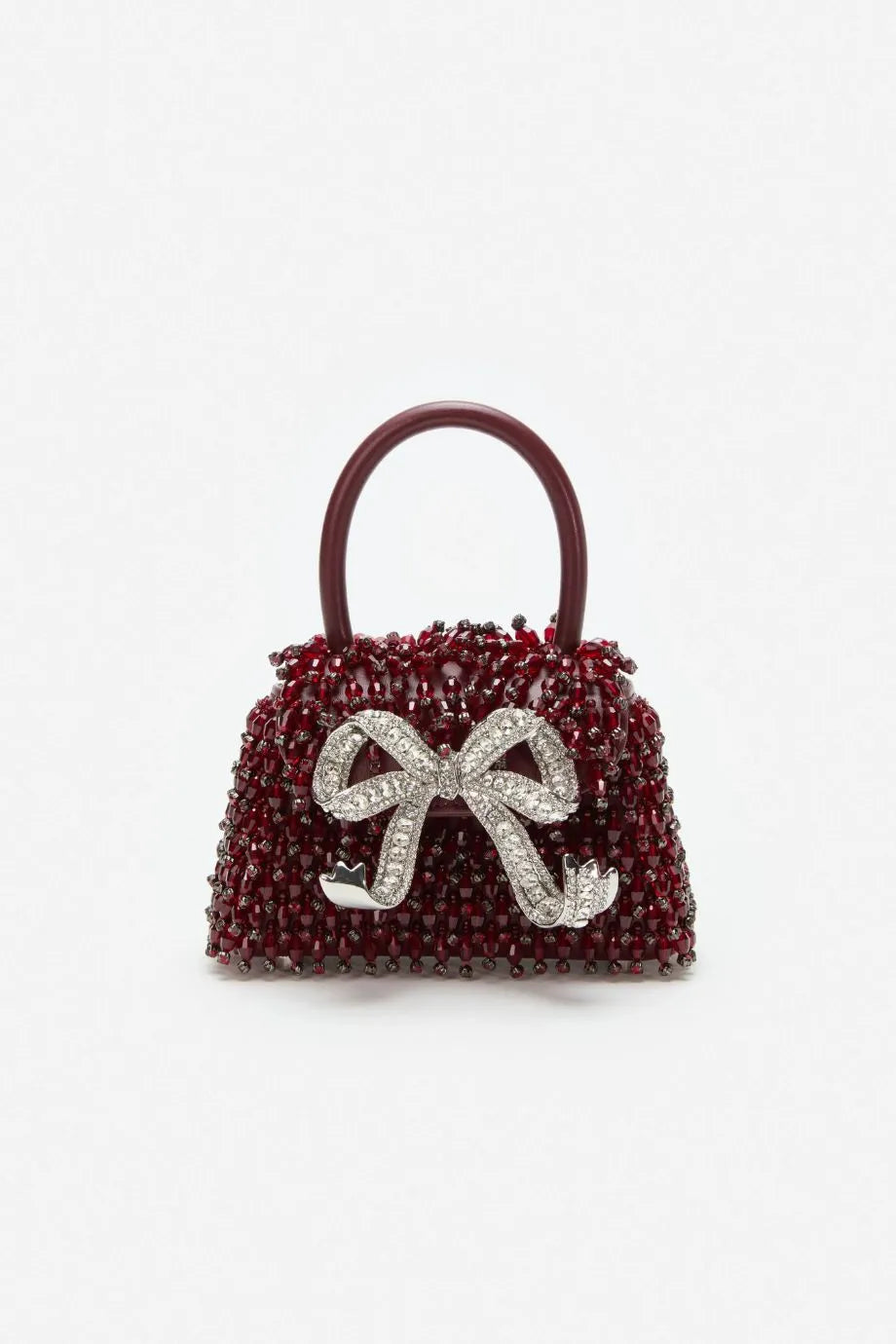 Embellished Bow Mini Bag in Burgundy