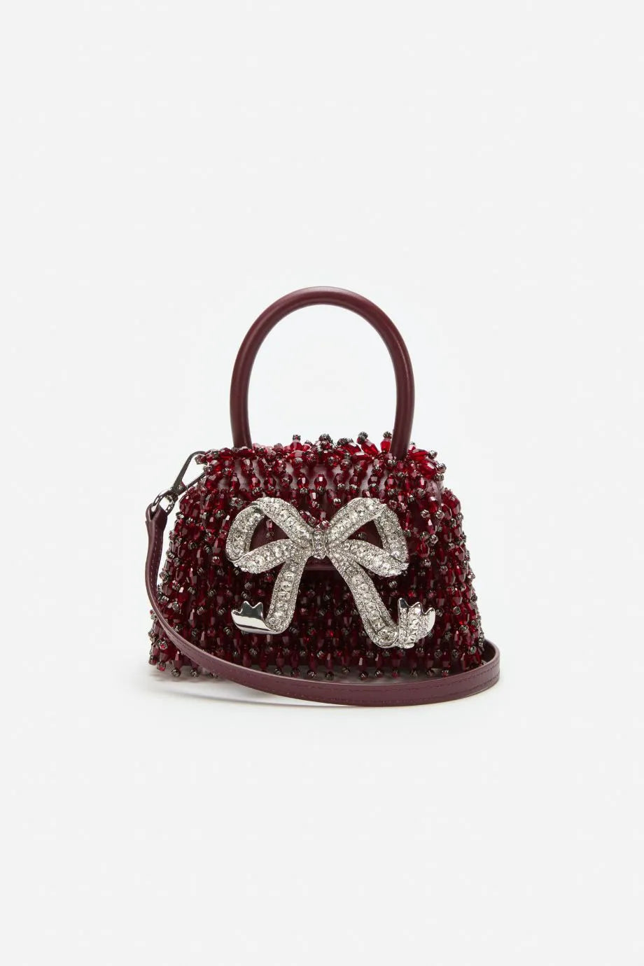Embellished Bow Mini Bag in Burgundy
