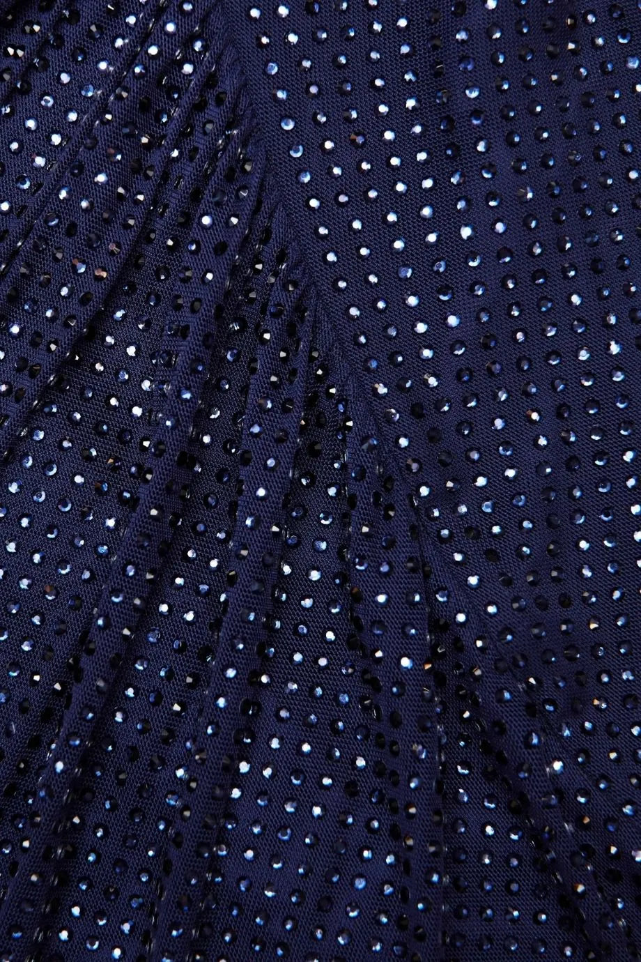 Rhinestone Mesh Cut Out Evening Dress in Blue