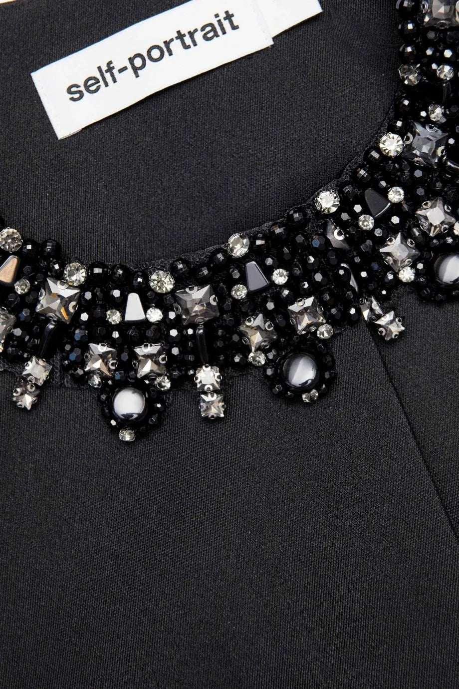Taffeta Embellished Trim Cropped Jacket in Black