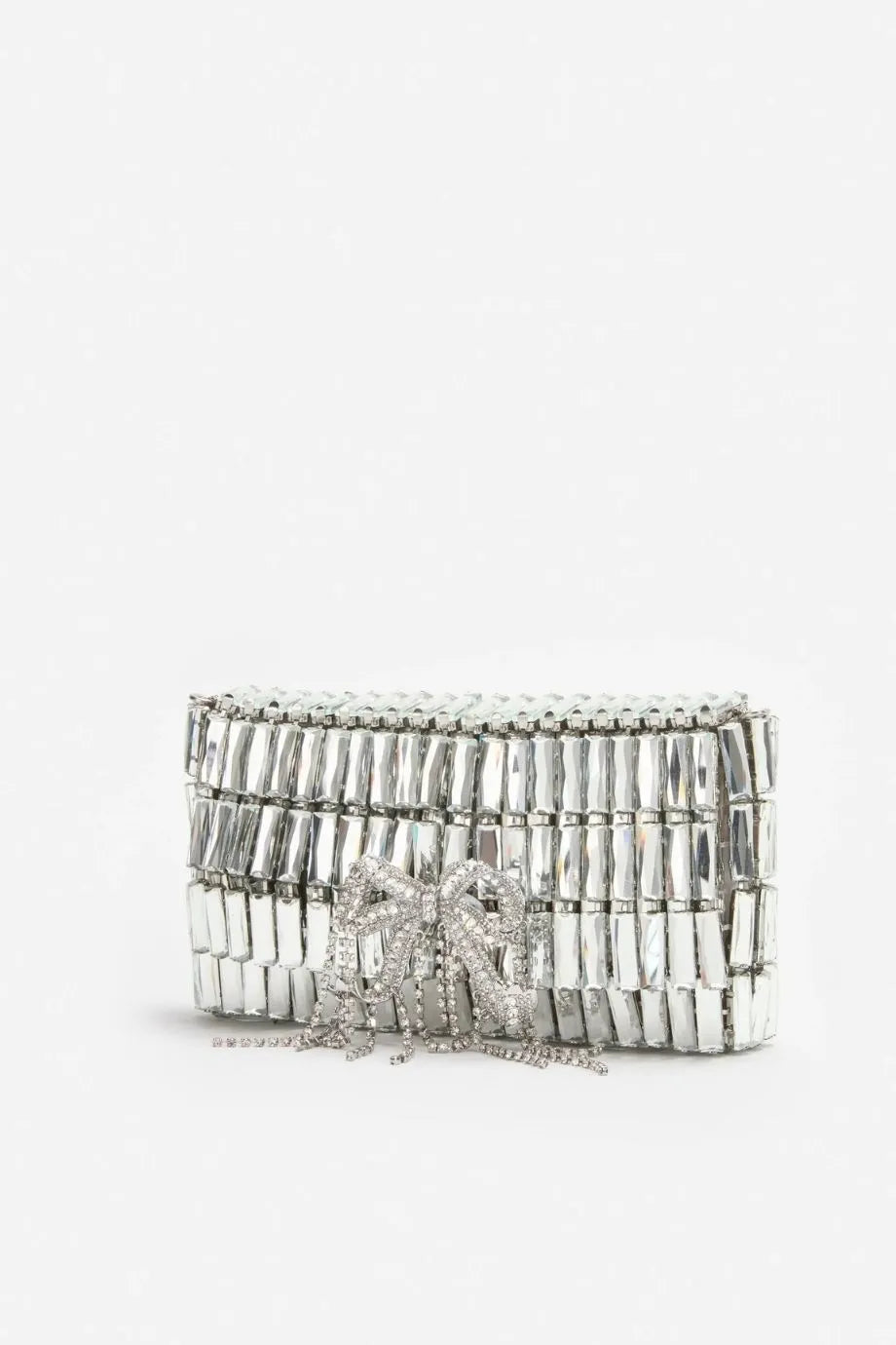 Crystal Bow Mini Shoulder Bag in Silver