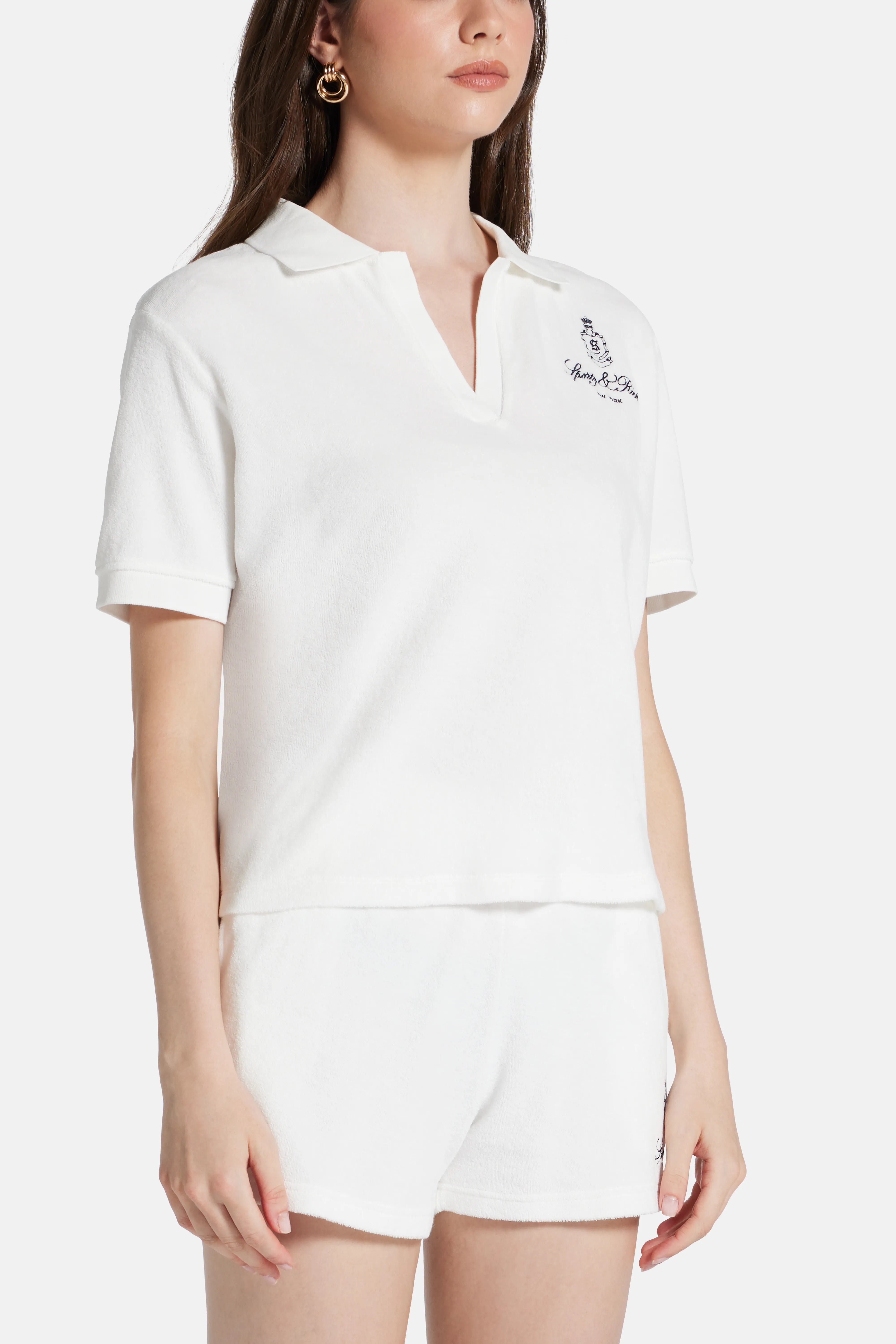 Vendome Terry Cotton Polo T-Shirt in White