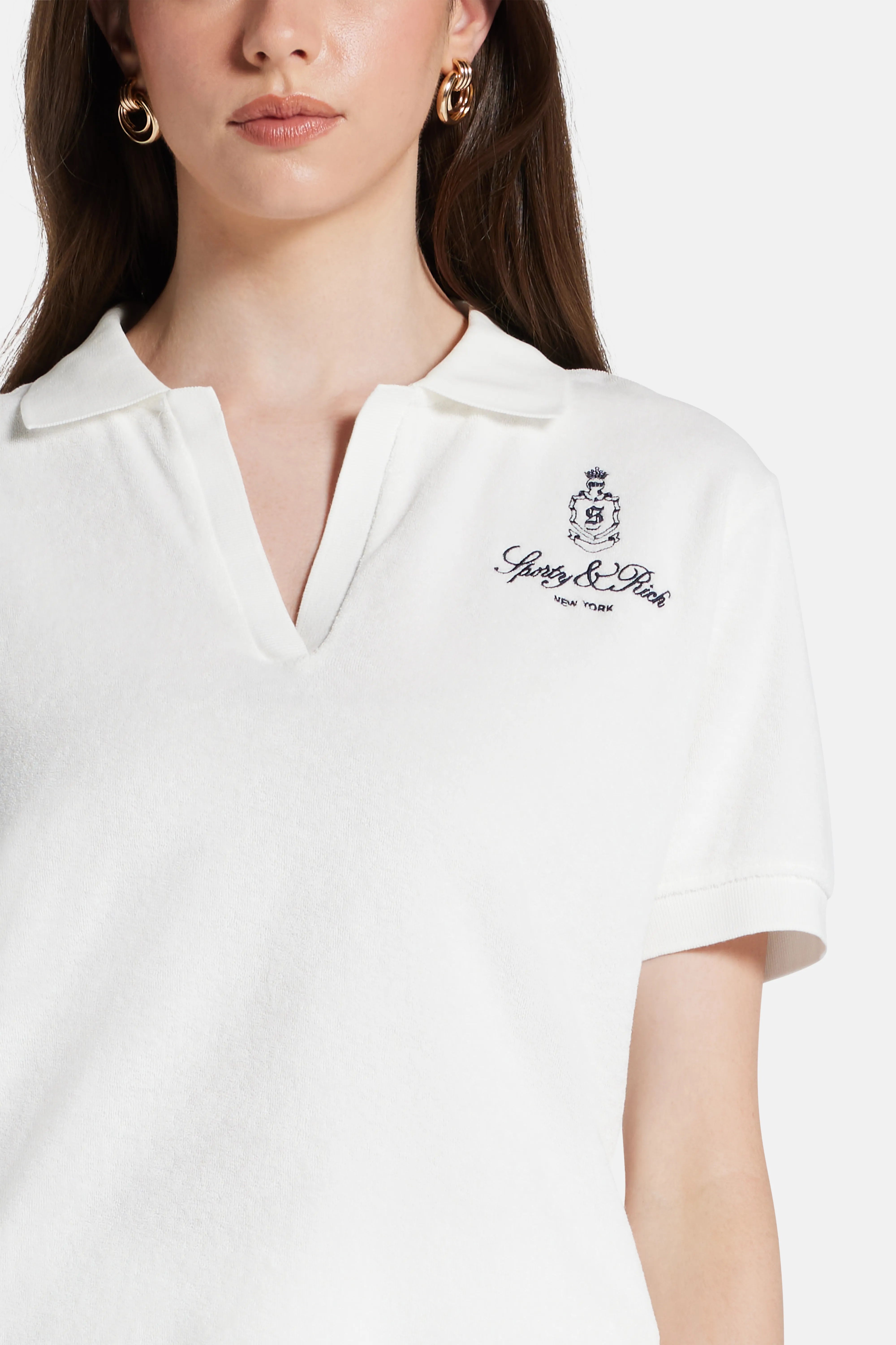 Vendome Terry Cotton Polo T-Shirt in White