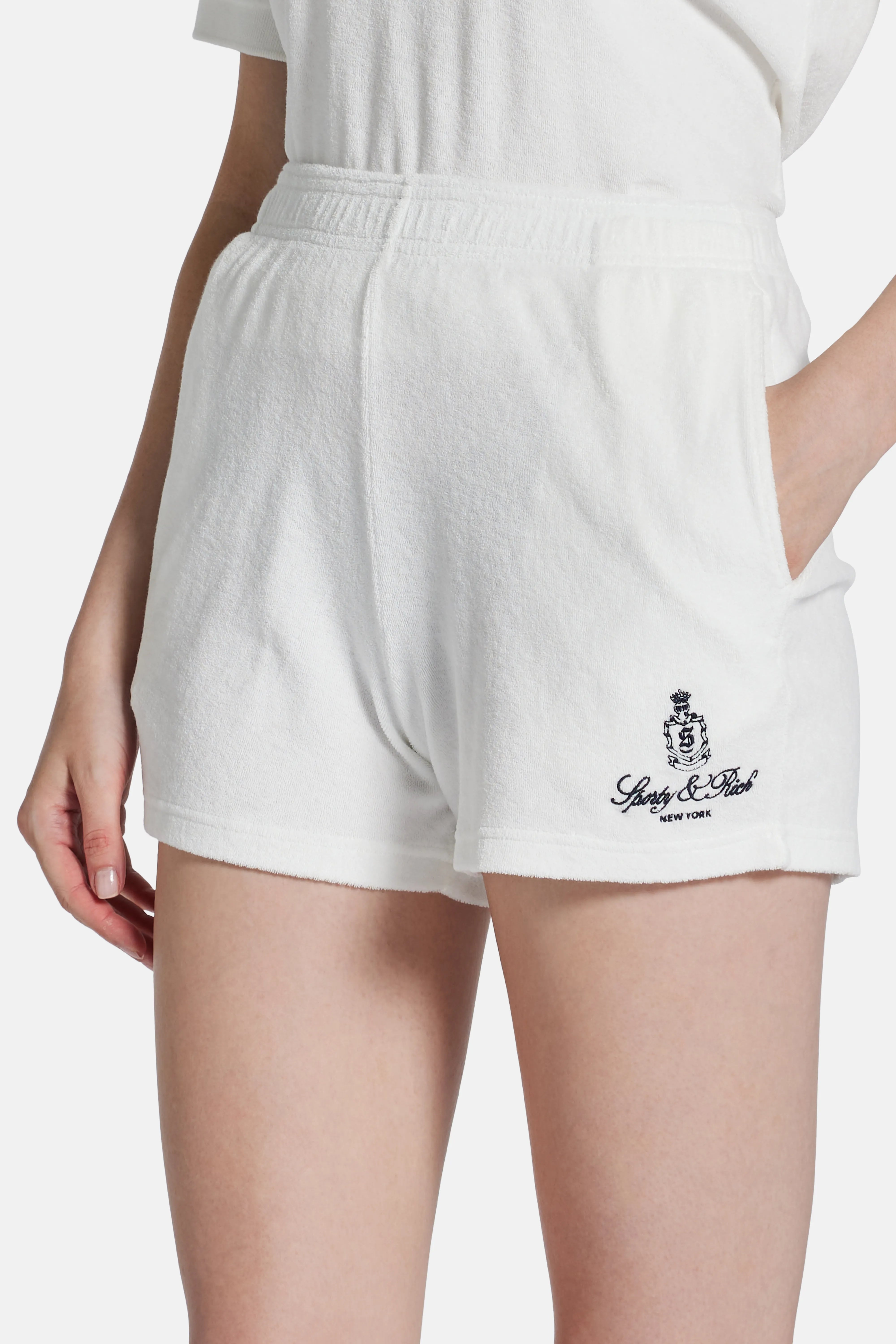 Vendome Terry Cotton Shorts in White