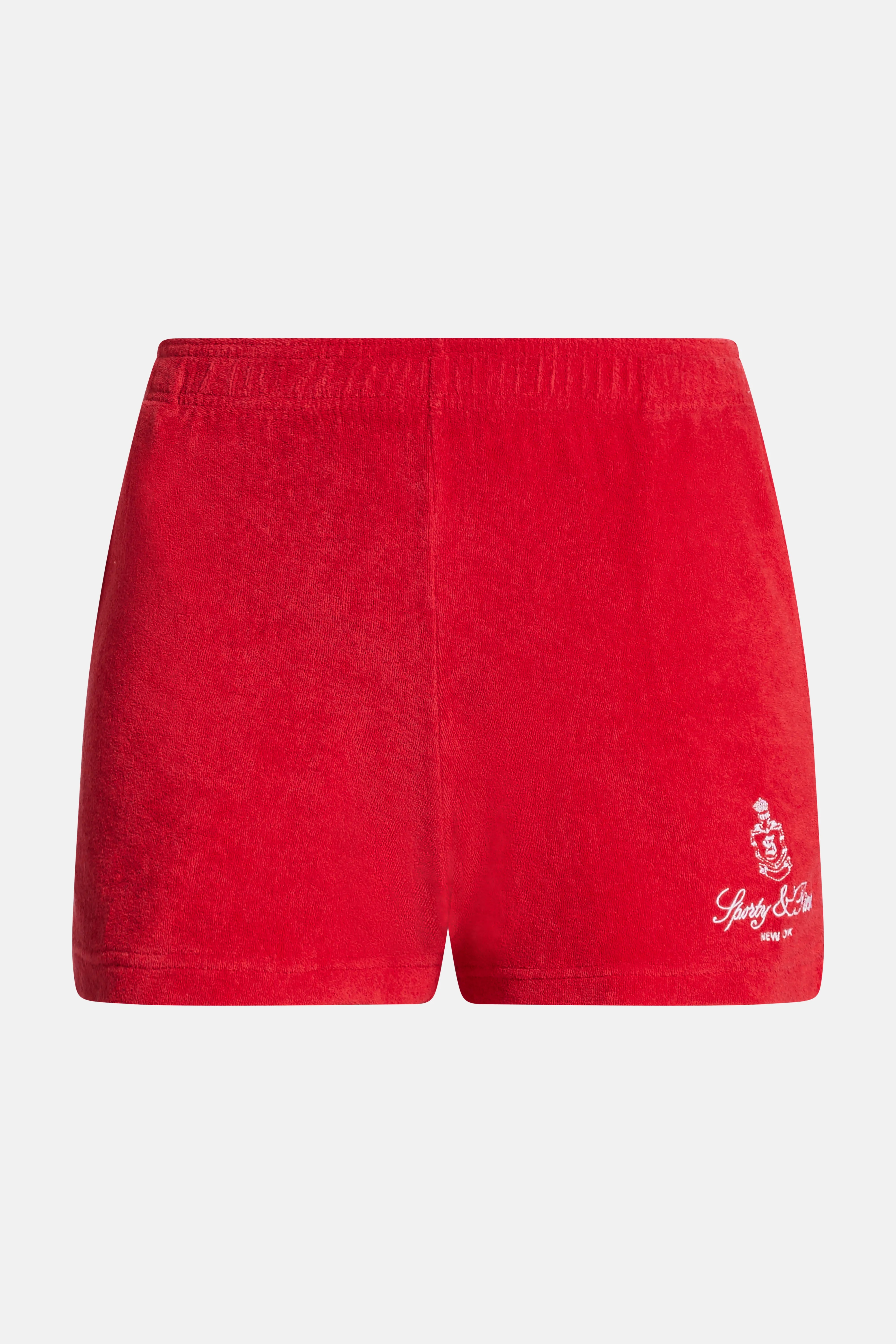 Vendome Terry Cotton Shorts in Red