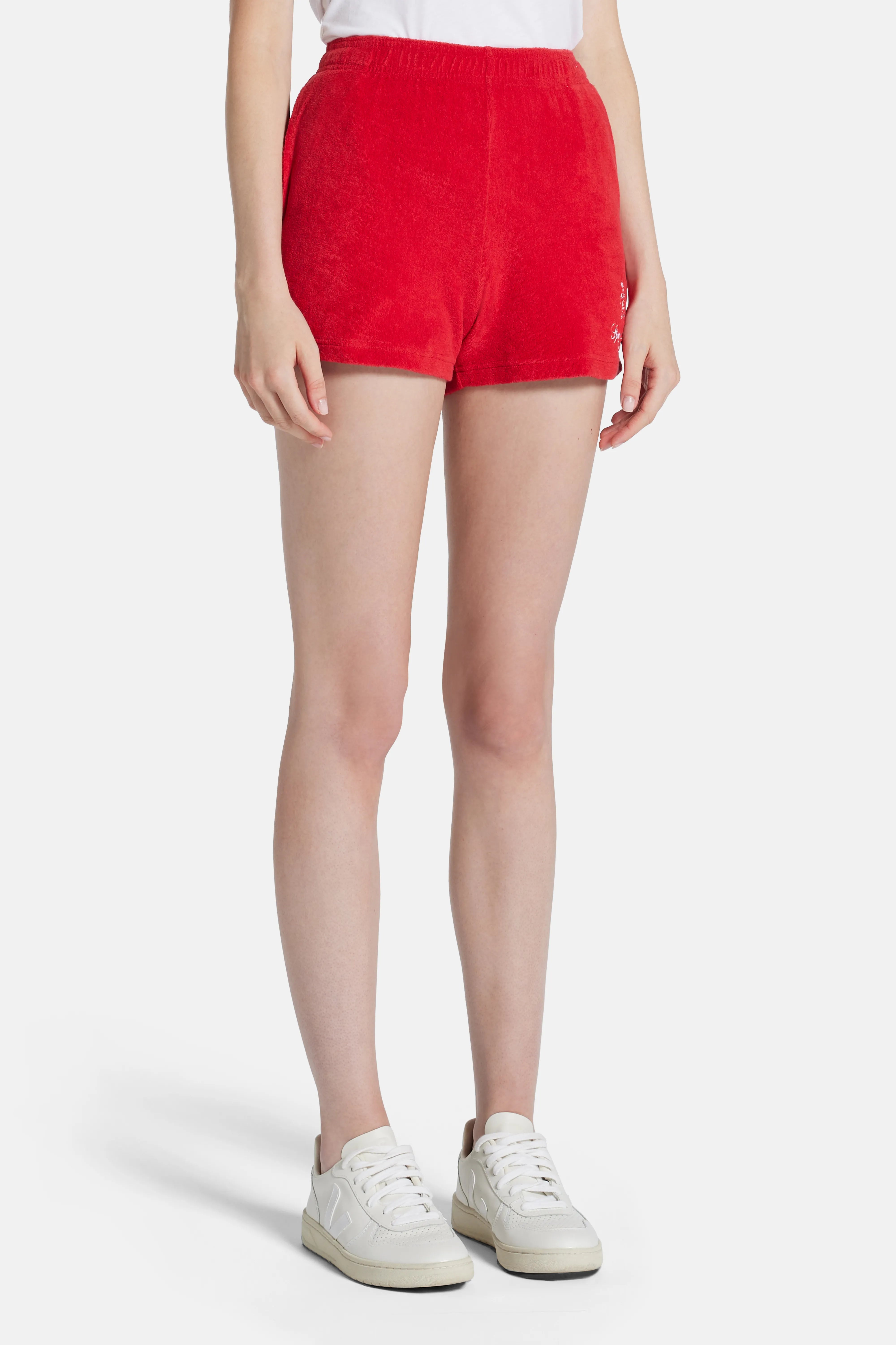 Vendome Terry Cotton Shorts in Red