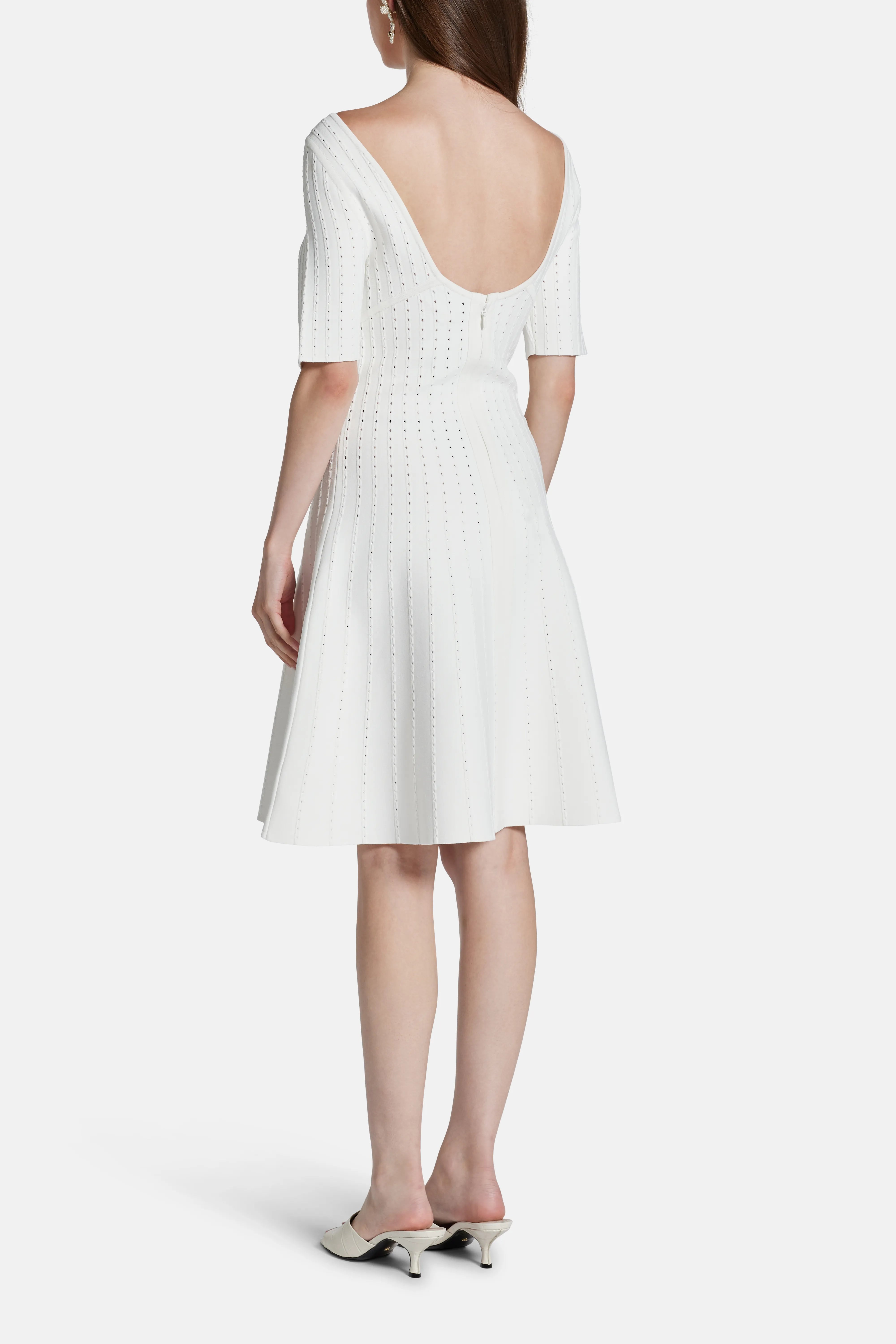 Donna Bandage Knit Midi Dress in White
