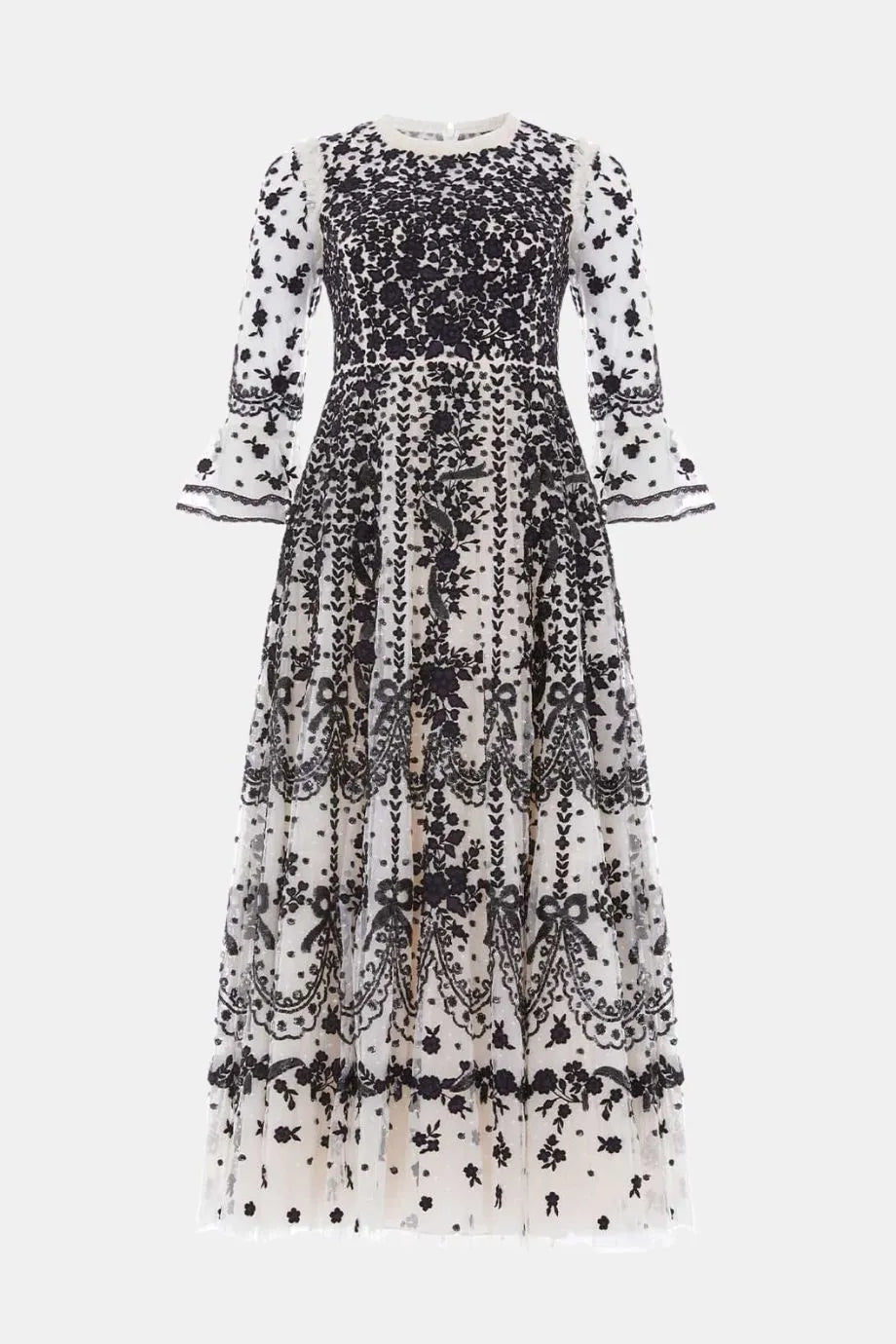 Adeline Round Neck Evening Dress in Black