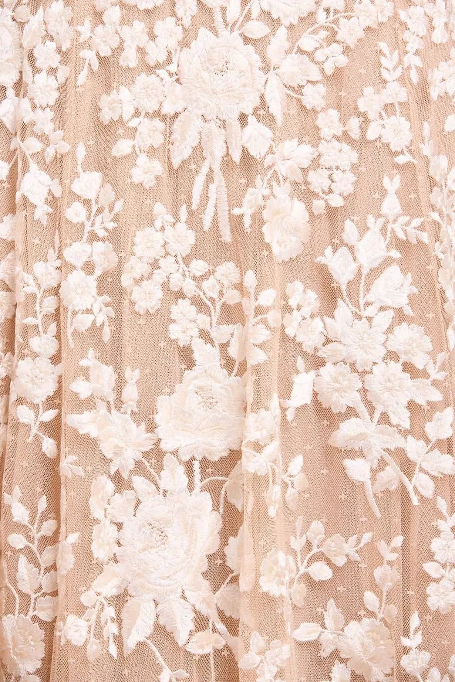 Rosa Scoop Neck Floral Sleeveless Evening Dress in Beige