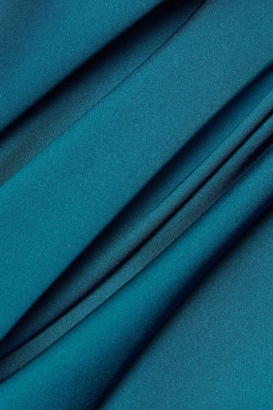 Stretch Satin Duchesse One Shoulder Evening Dress in Blue