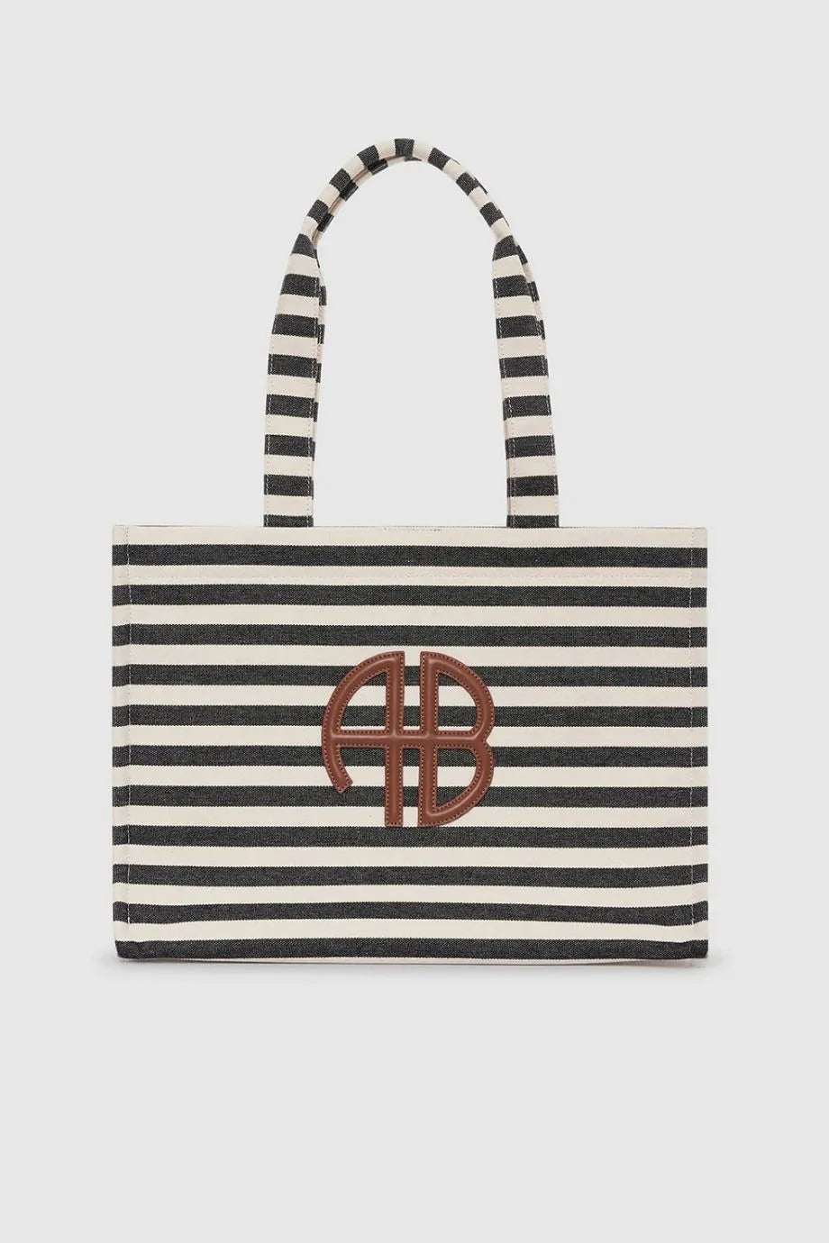 Lara Stripes Cotton Tote Bag in Black and White