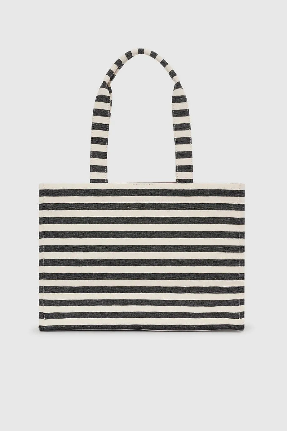 Lara Stripes Cotton Tote Bag in Black and White