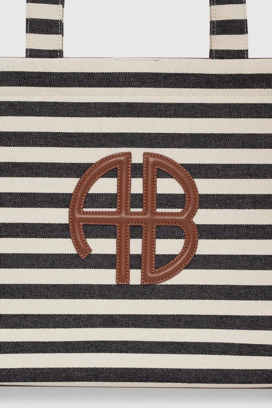 Lara Stripes Cotton Tote Bag in Black and White