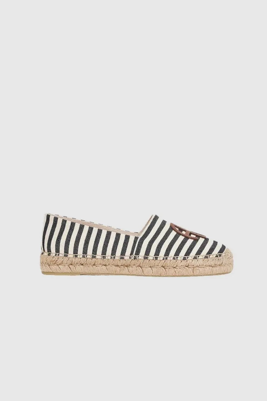 Paloma Stripes Leather Espadrilles in Black and White