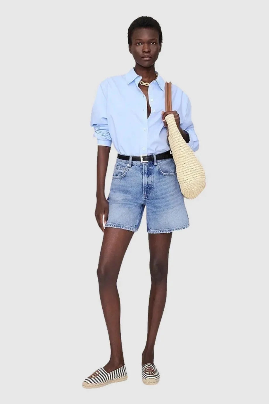 Paloma Stripes Leather Espadrilles in Black and White