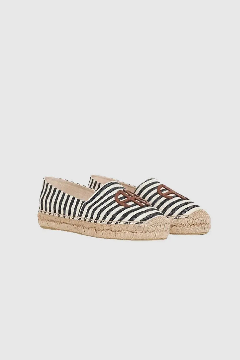 Paloma Stripes Leather Espadrilles in Black and White