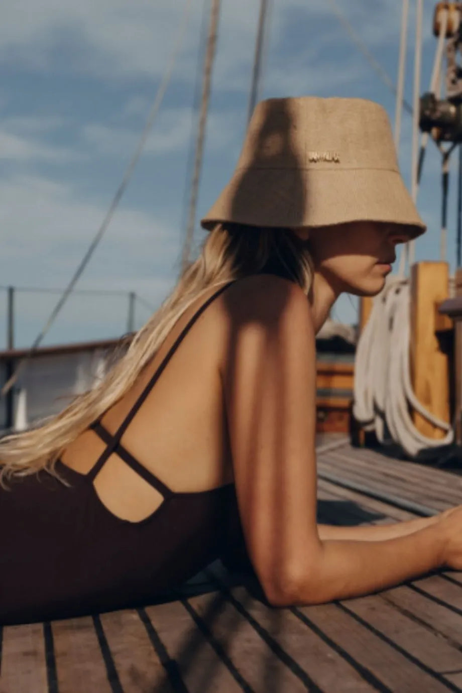 Gina Straw Bucket Hat in Cream