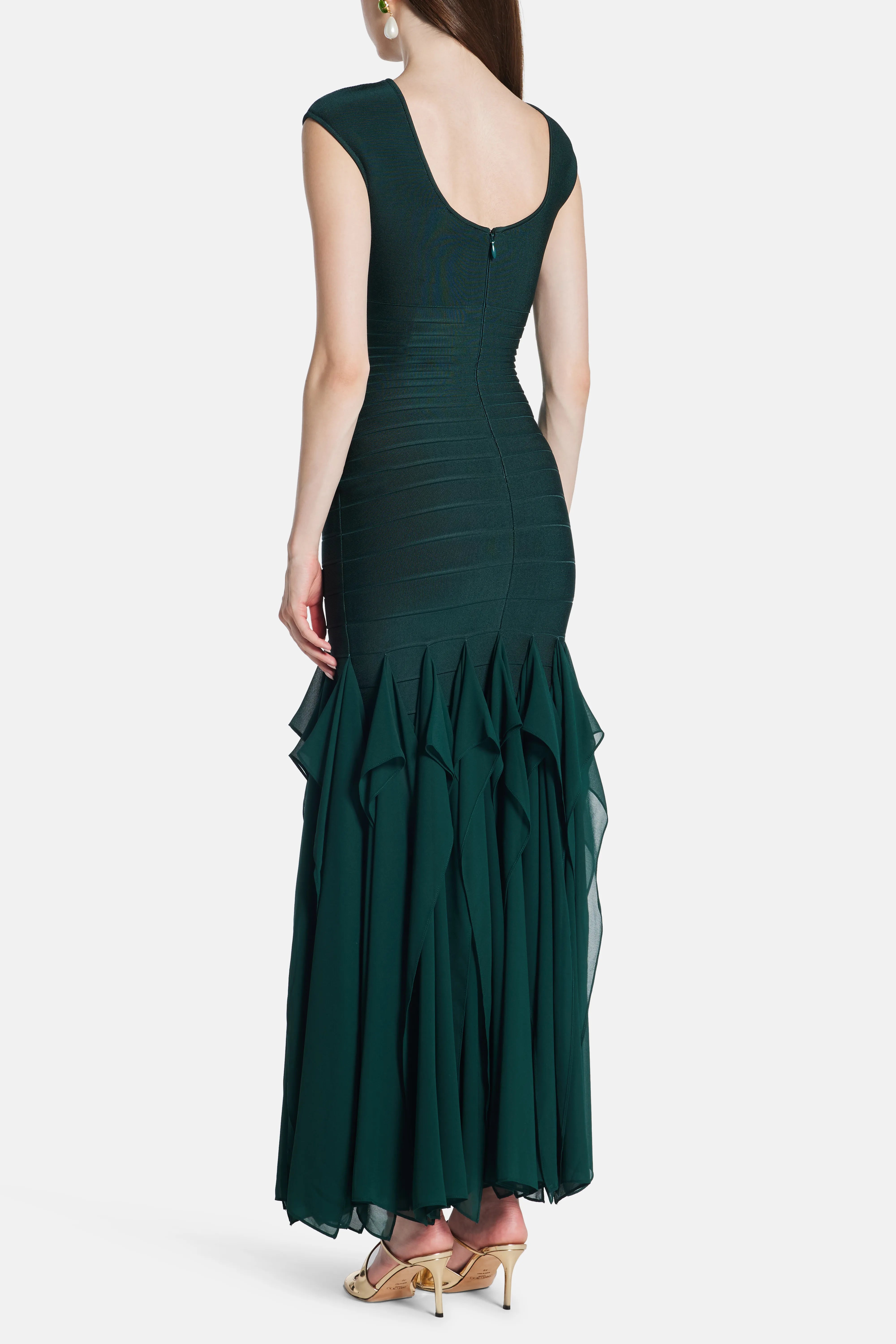 Mya Knit Bandage Maxi Dress in Green