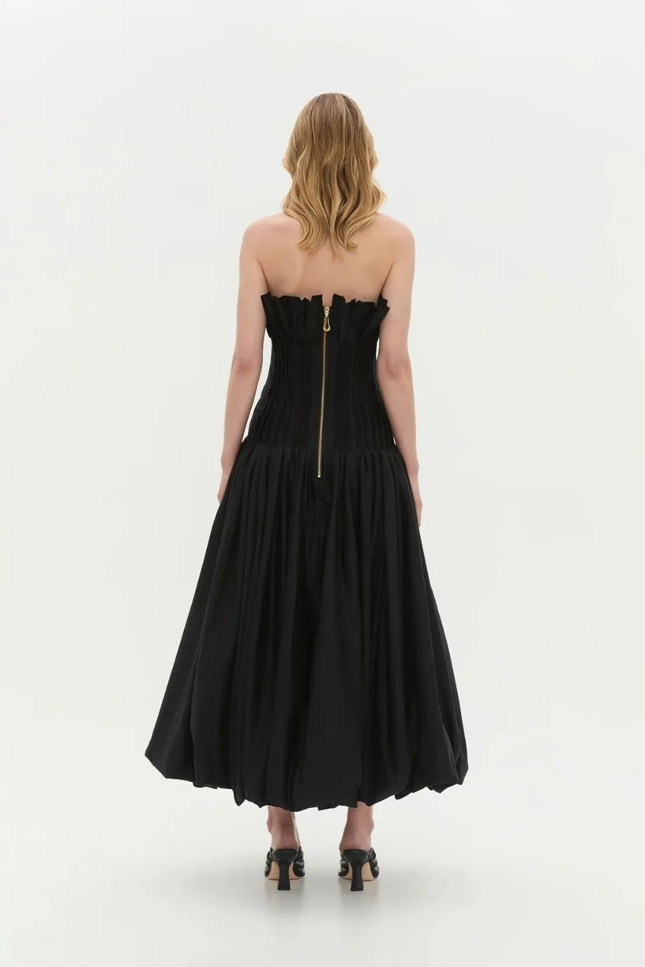 Ivy Bubble Hem Cotton Maxi Dress in Black