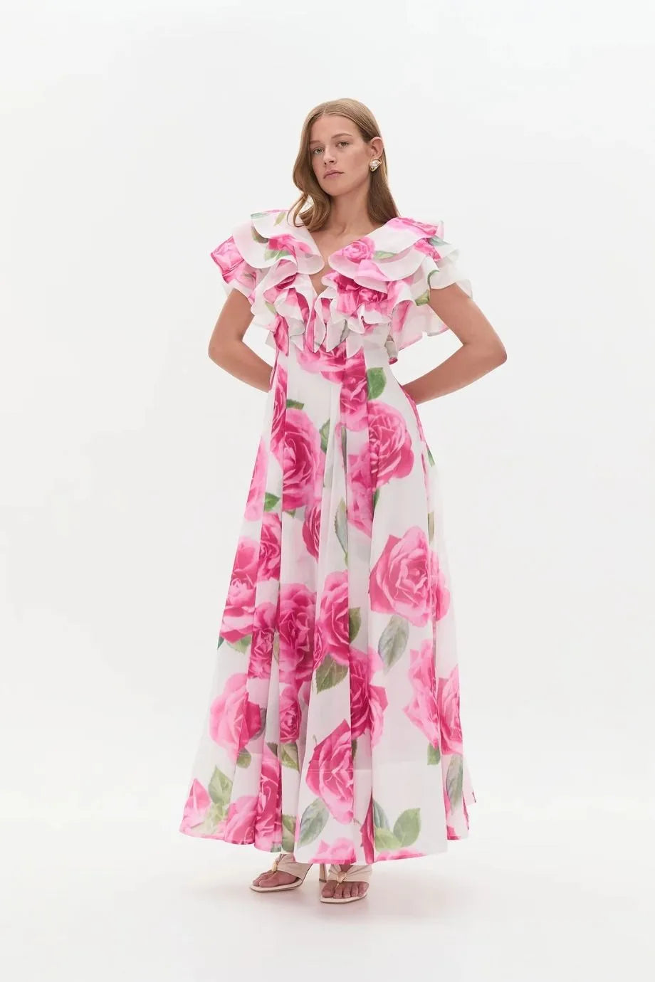 Olea Floral Maxi Dress in Pink