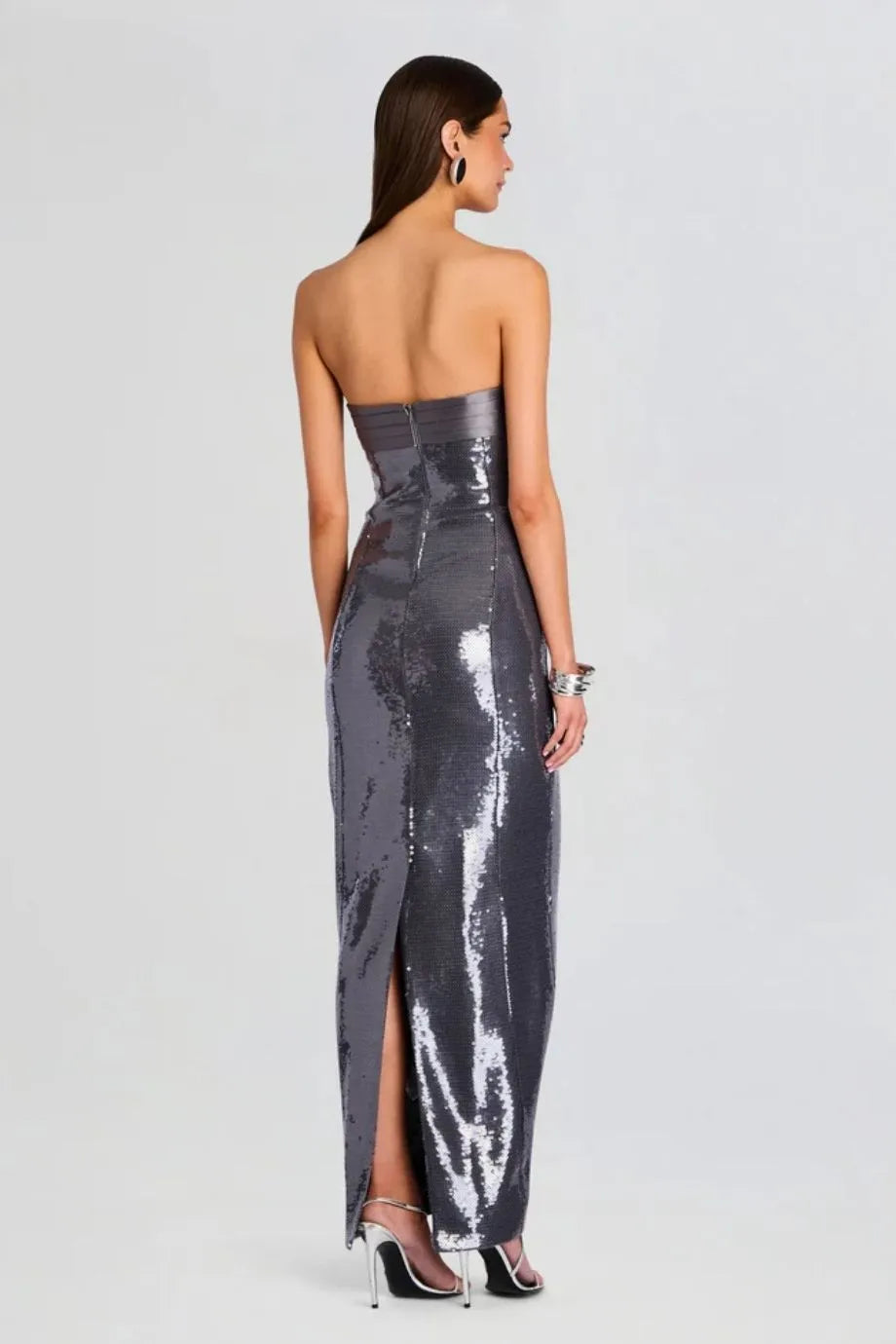 Kenia Sequin Evening Dress in Grey