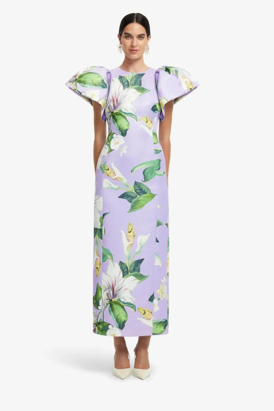 Lucinda Floral Lily Blossom Maxi Dress in Purple