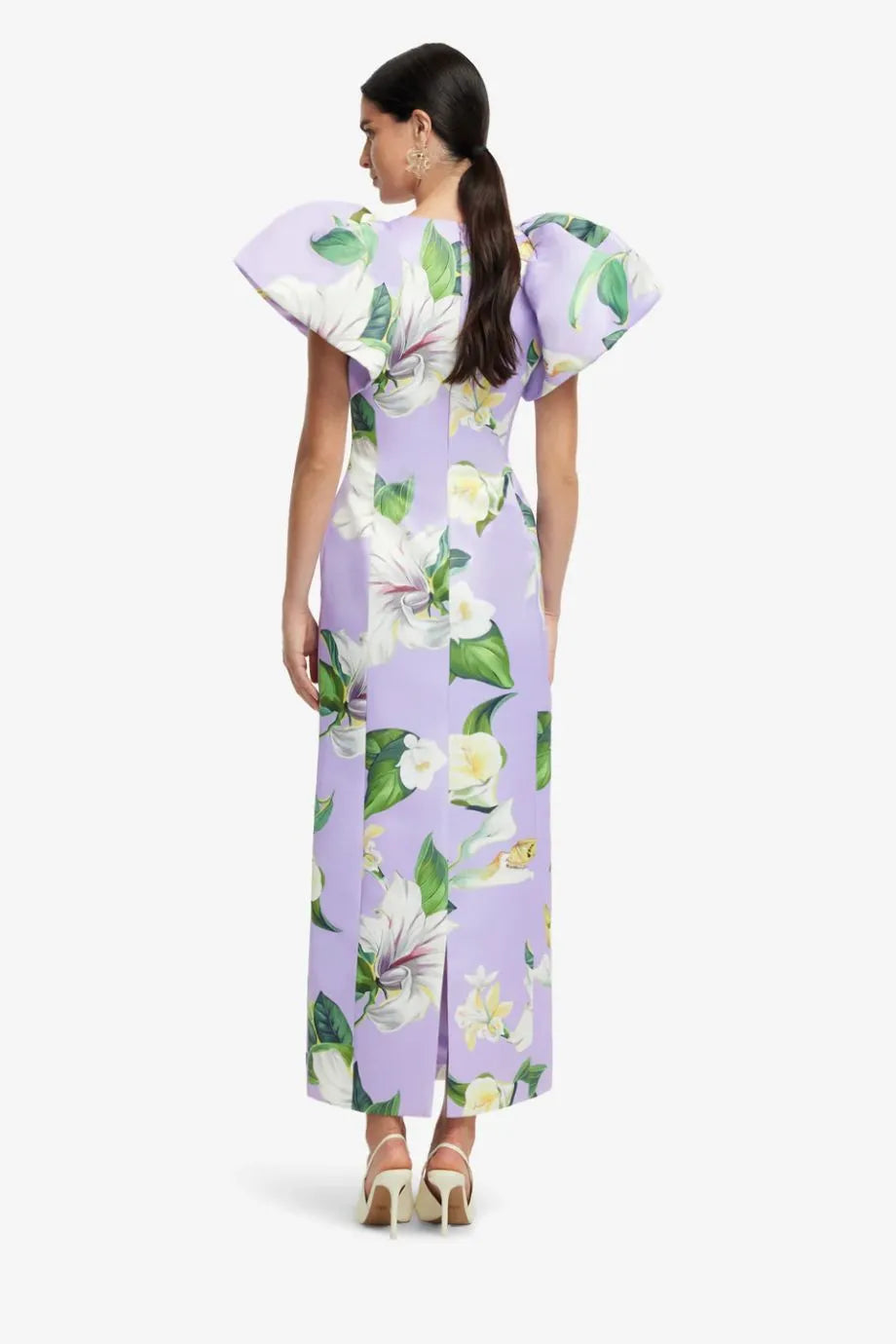 Lucinda Floral Lily Blossom Maxi Dress in Purple
