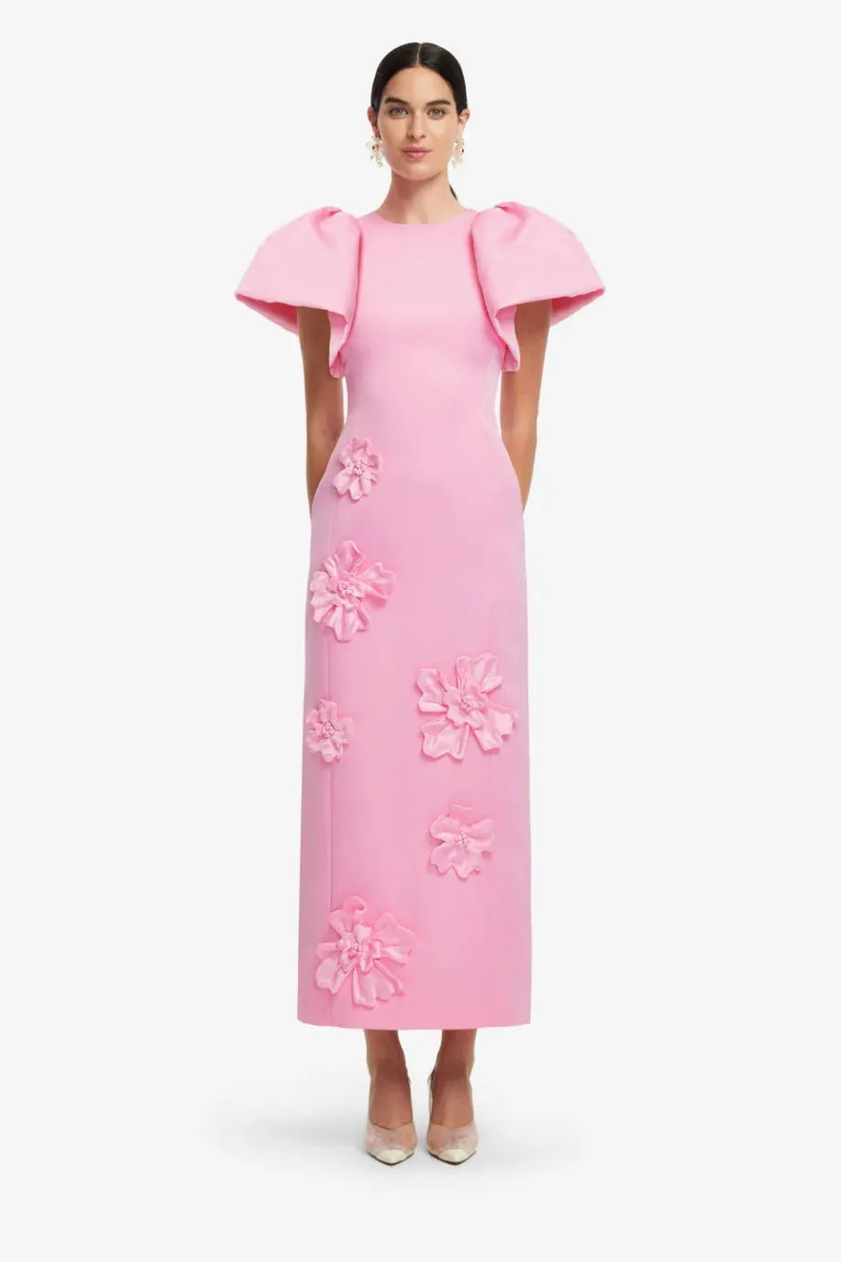 Lucinda Floral Applique Maxi Dress in Pink