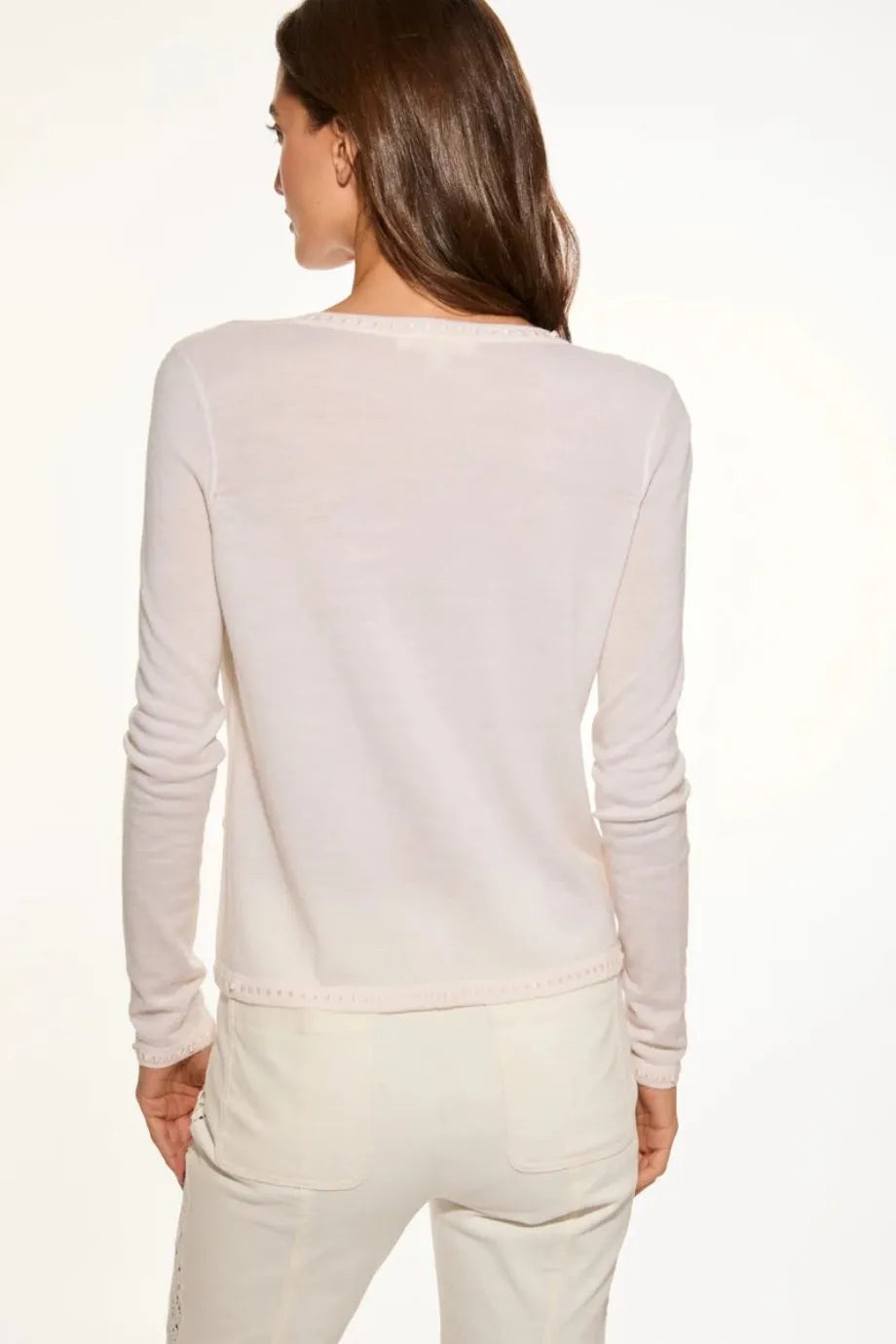Nessa Ribbon Detail Wool Cardigan in White