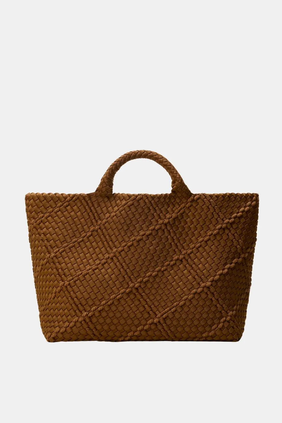St. Barths Woven Rope Large Tote Bag in Brown With Pouch