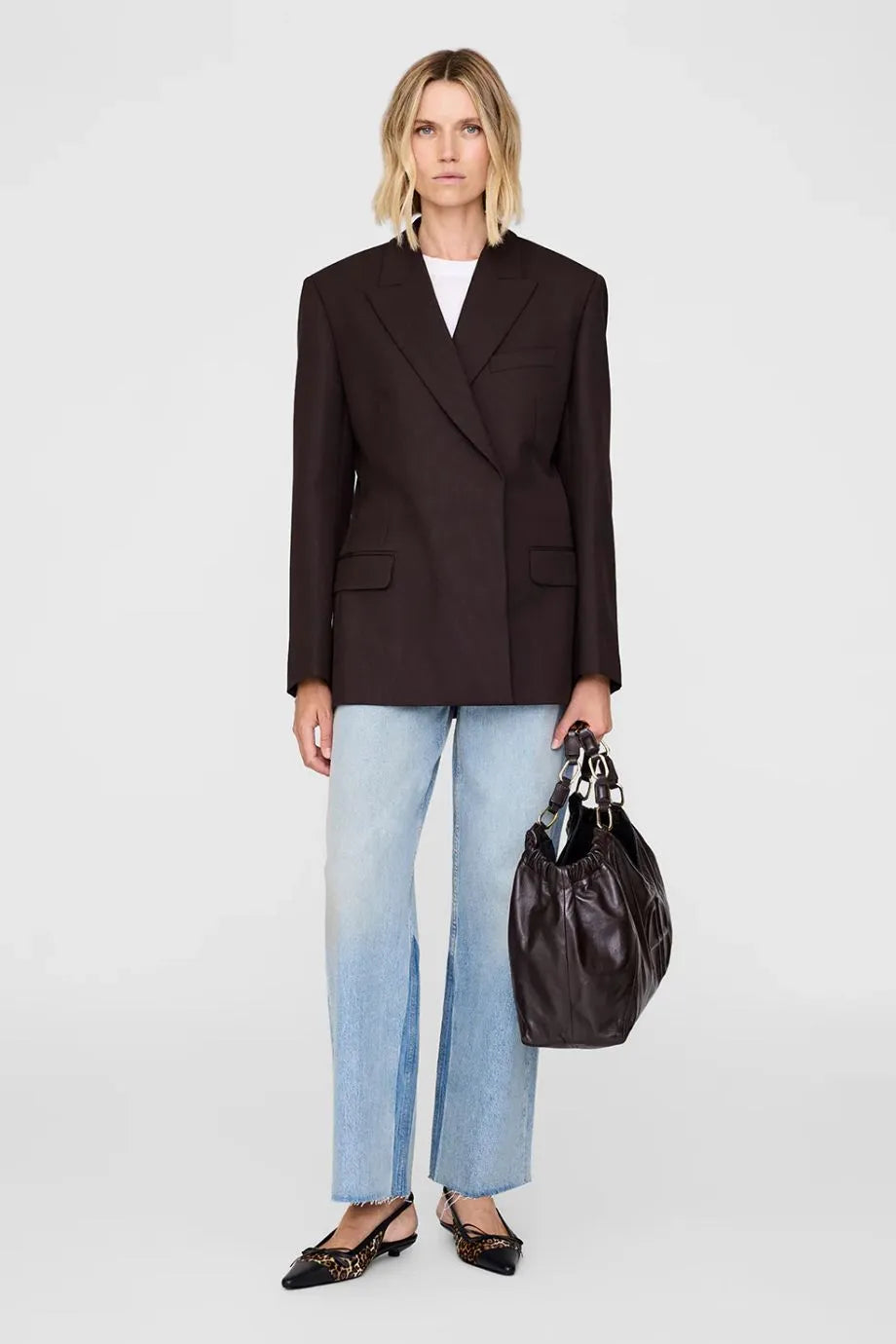 Aretha Wool Blazer in Brown