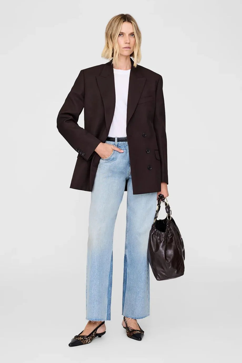 Aretha Wool Blazer in Brown