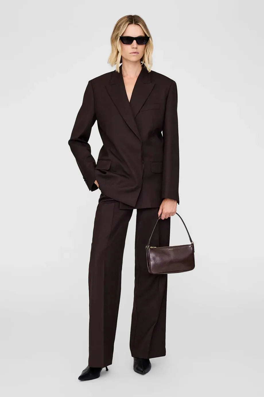 Elly Leather Mini Shoulder Bag in Brown