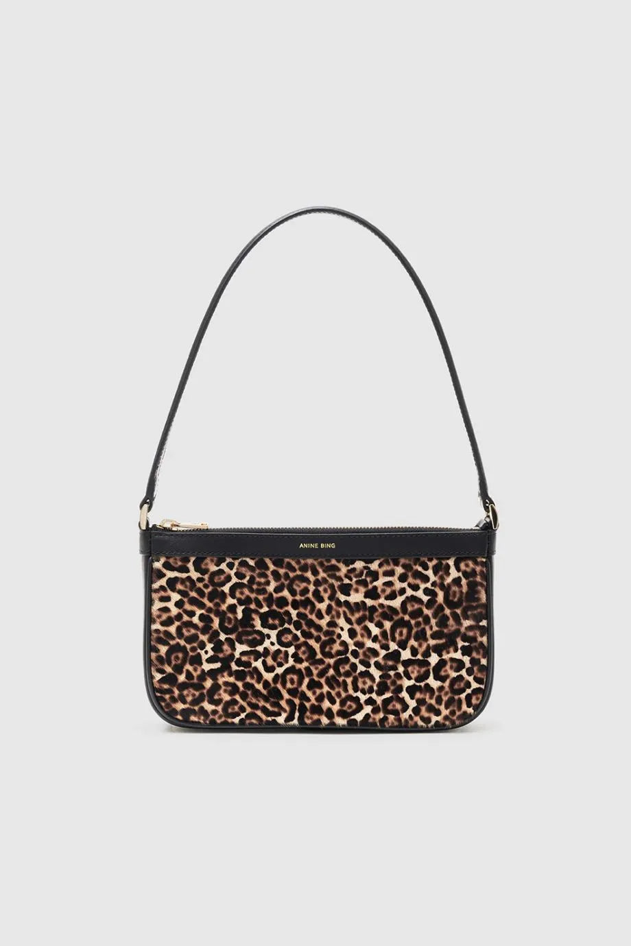 Elly Leopard Print Leather Mini Shoulder Bag in Beige