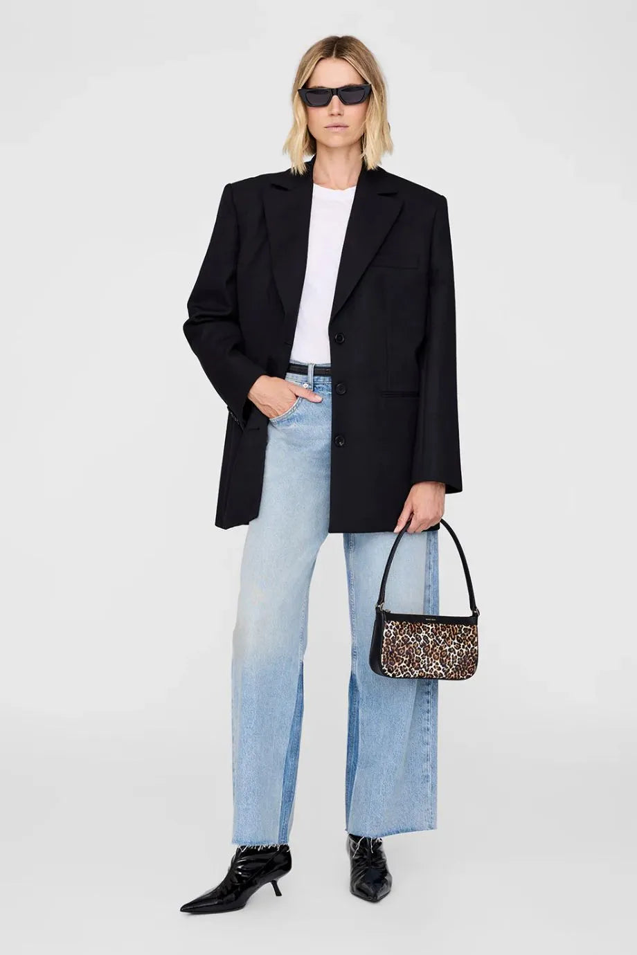 Elly Leopard Print Leather Mini Shoulder Bag in Beige