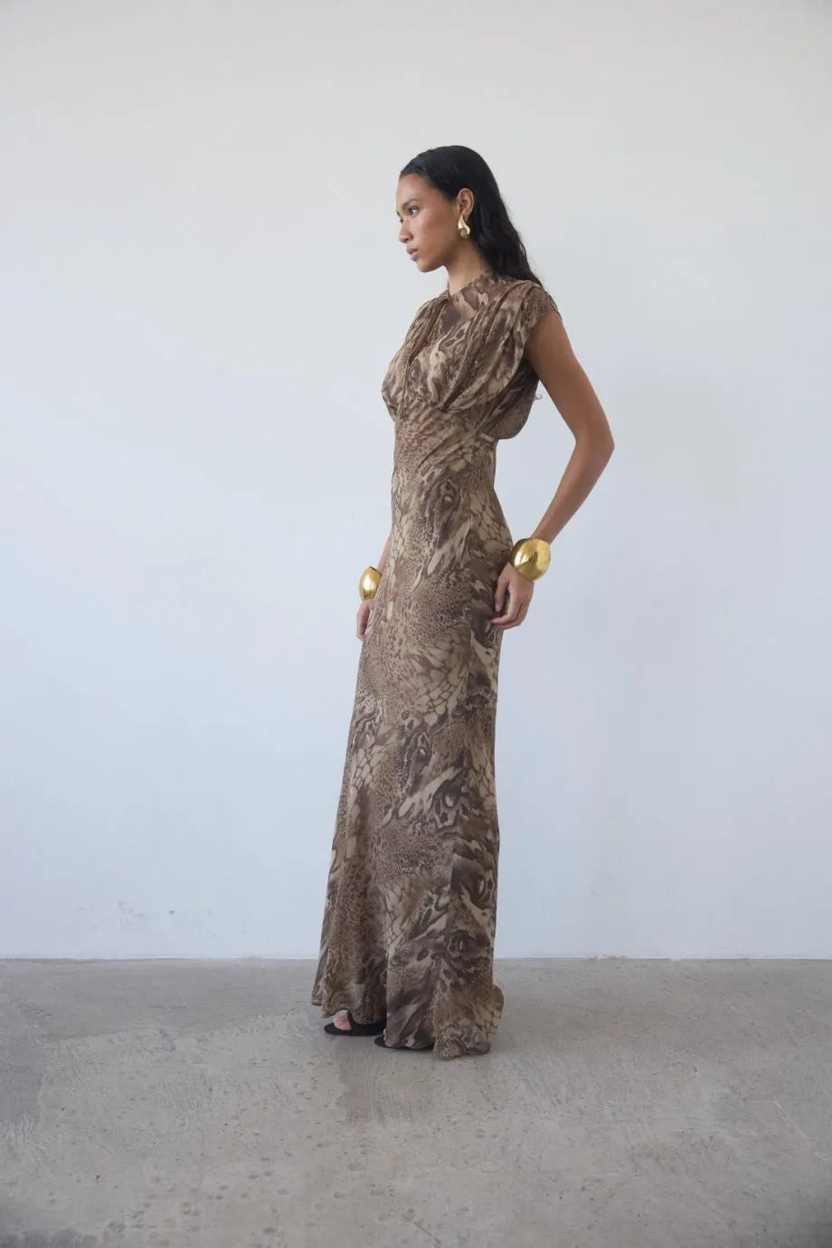 Ceres Maxi Dress in Brown