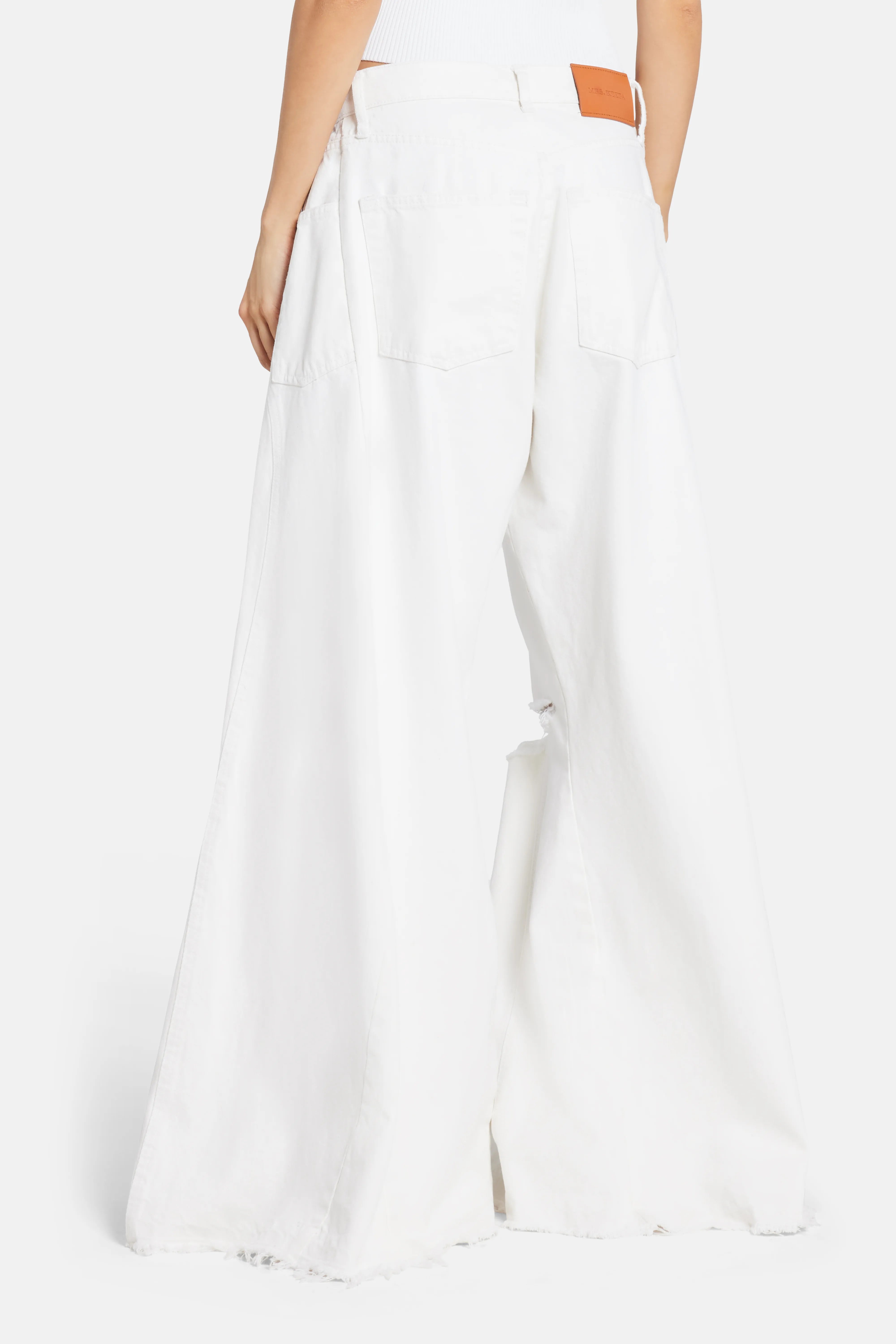 MK Signature Denim Cotton Pants in White