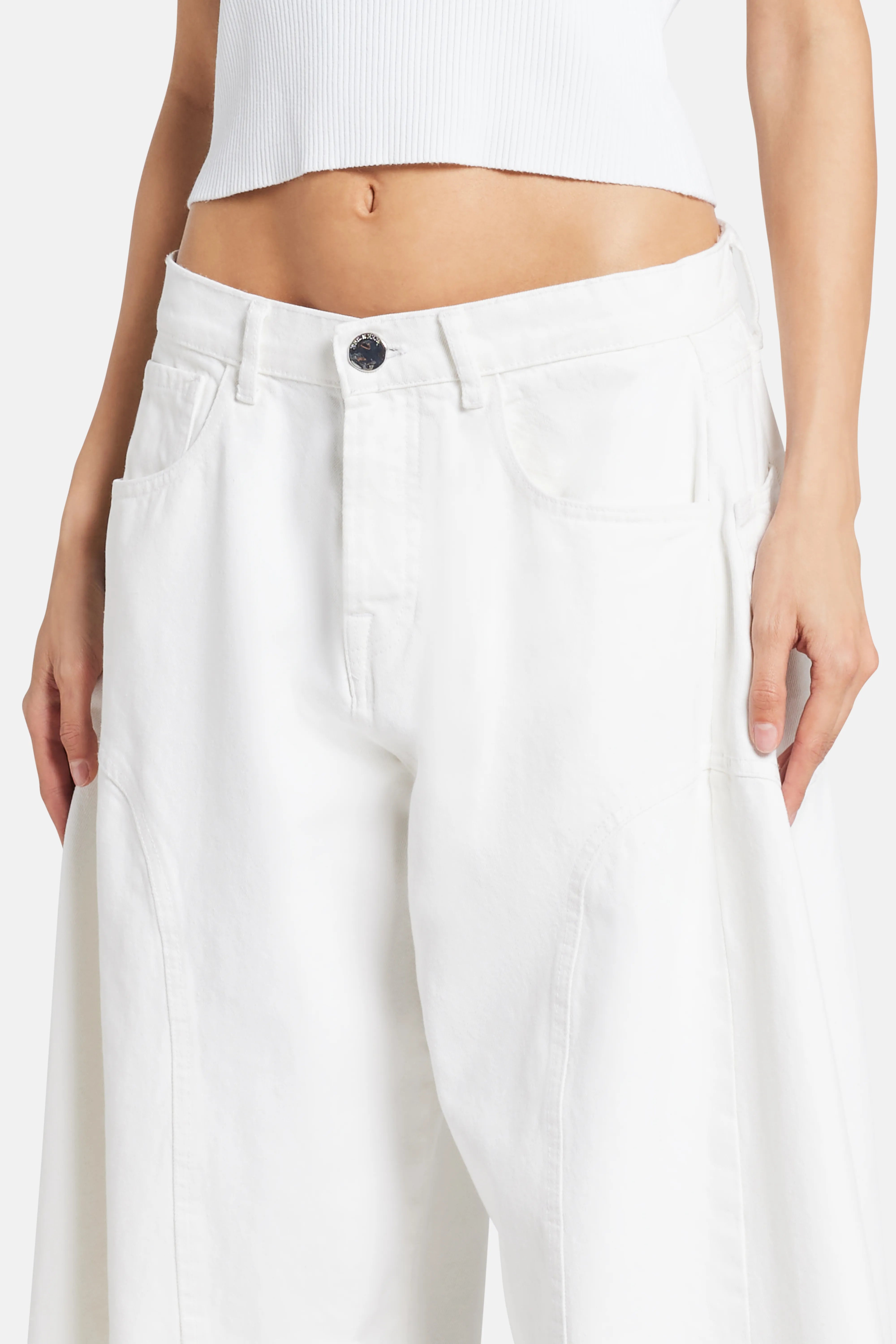 MK Signature Denim Cotton Pants in White