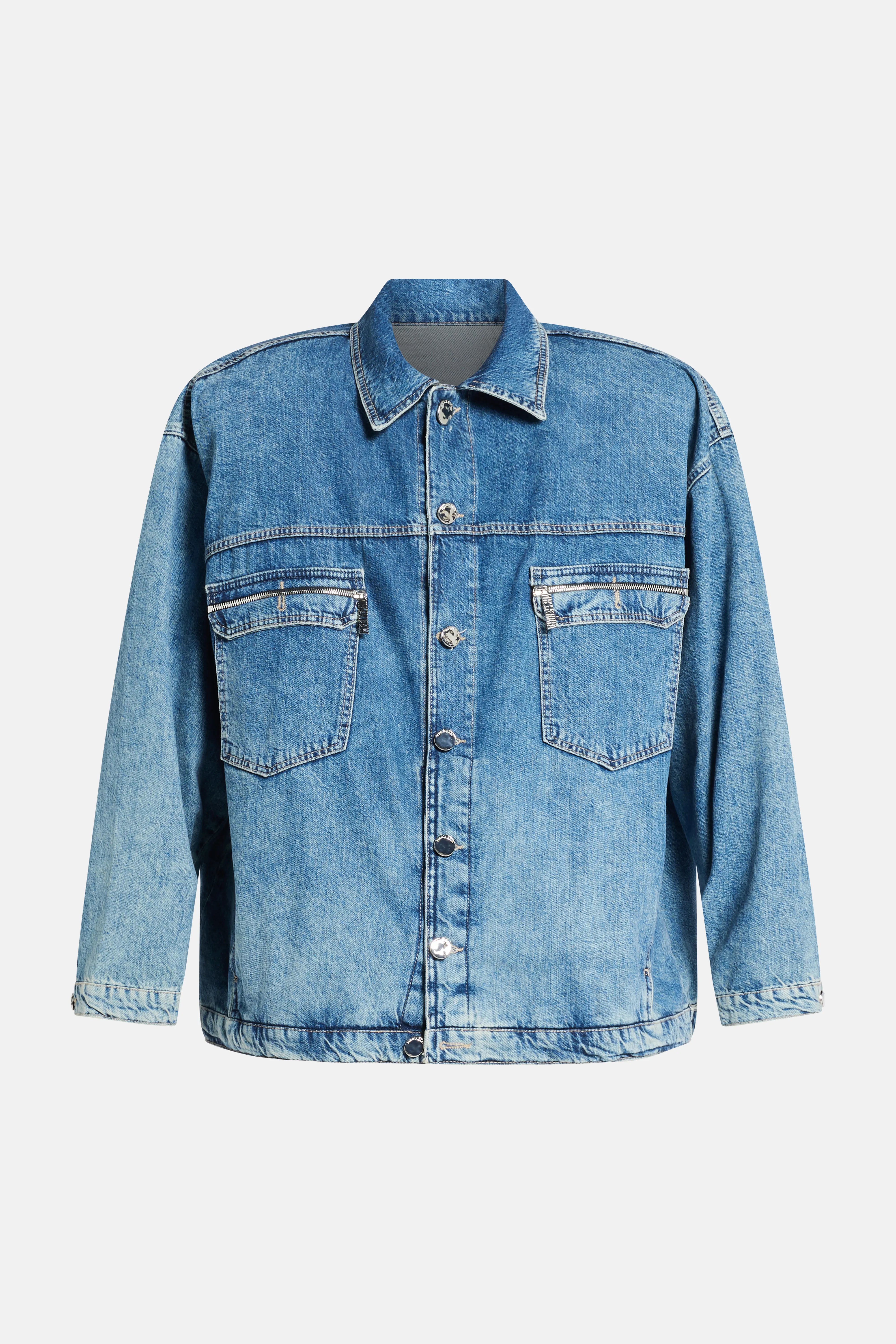 Oversized Denim Cotton Jacket in Blue