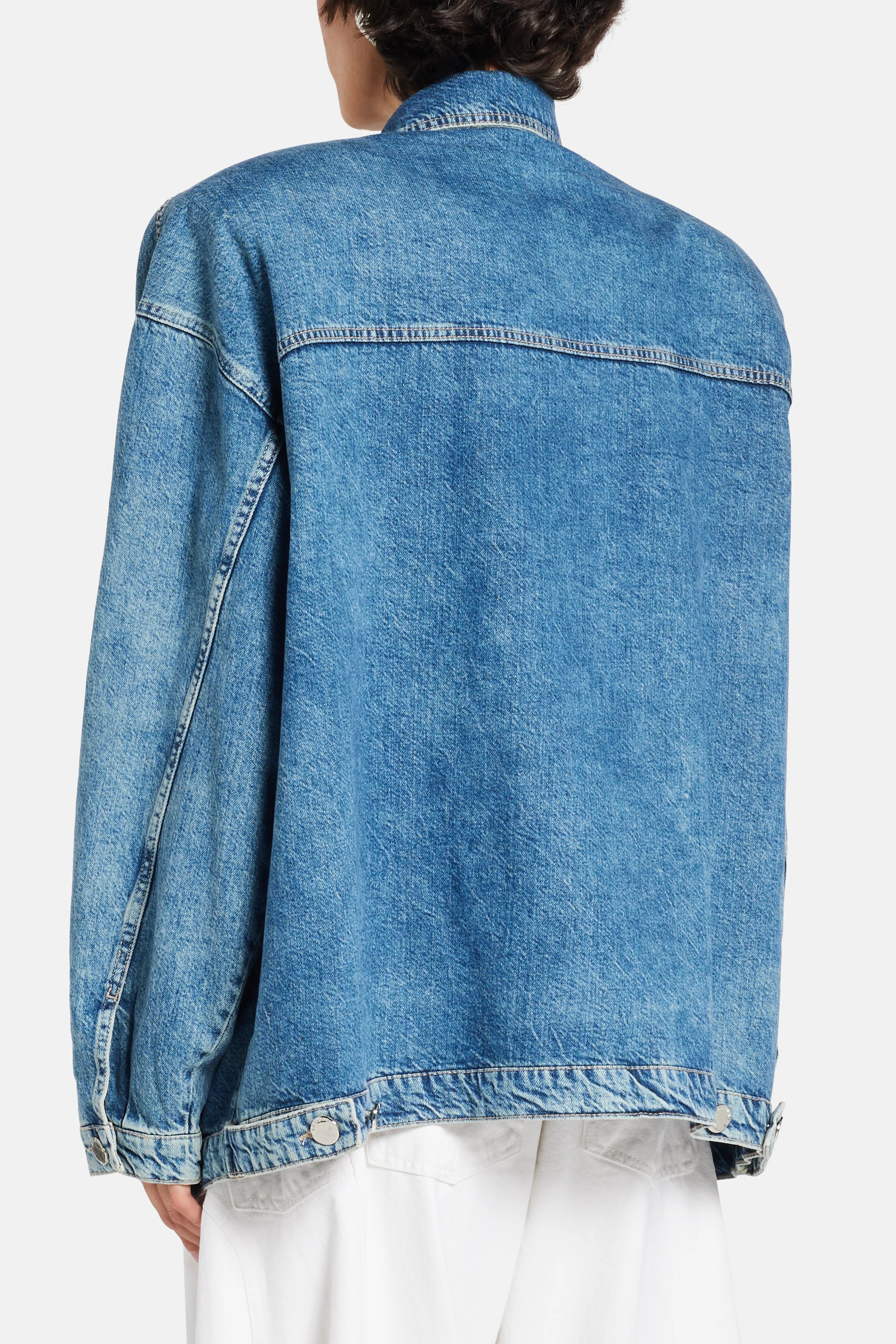 Oversized Denim Cotton Jacket in Blue