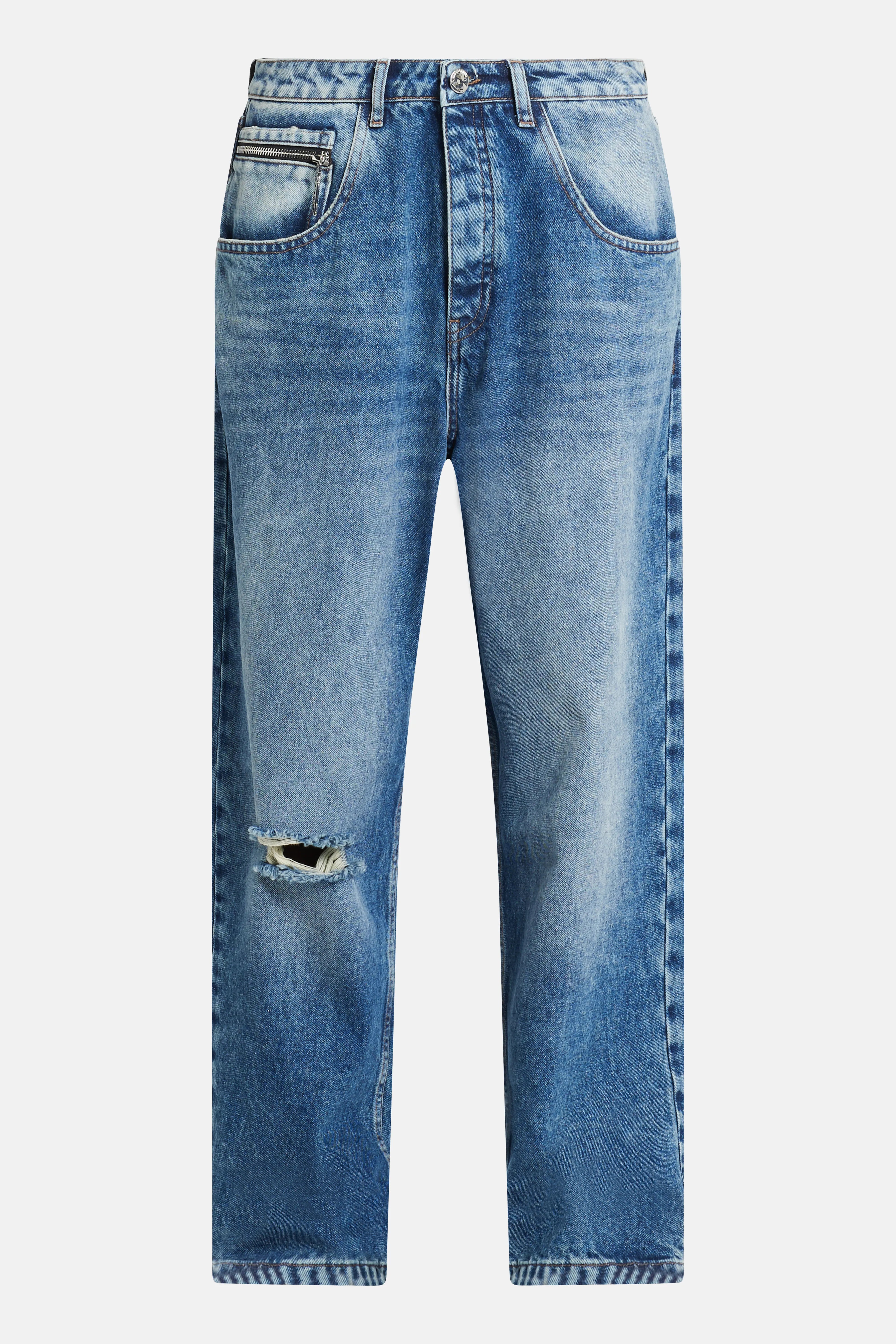 Balloon Denim Cotton Pants in Blue
