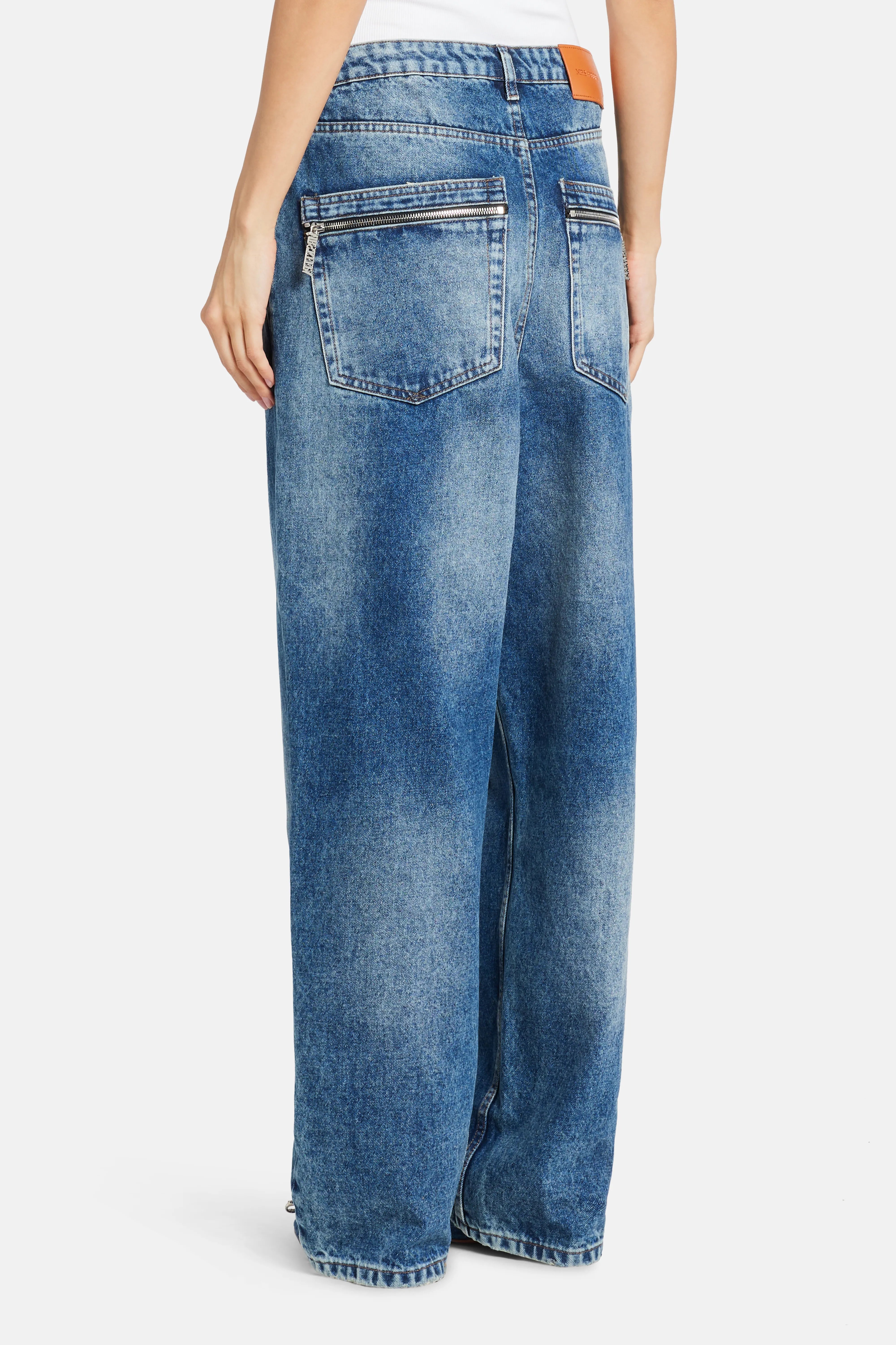 Balloon Denim Cotton Pants in Blue