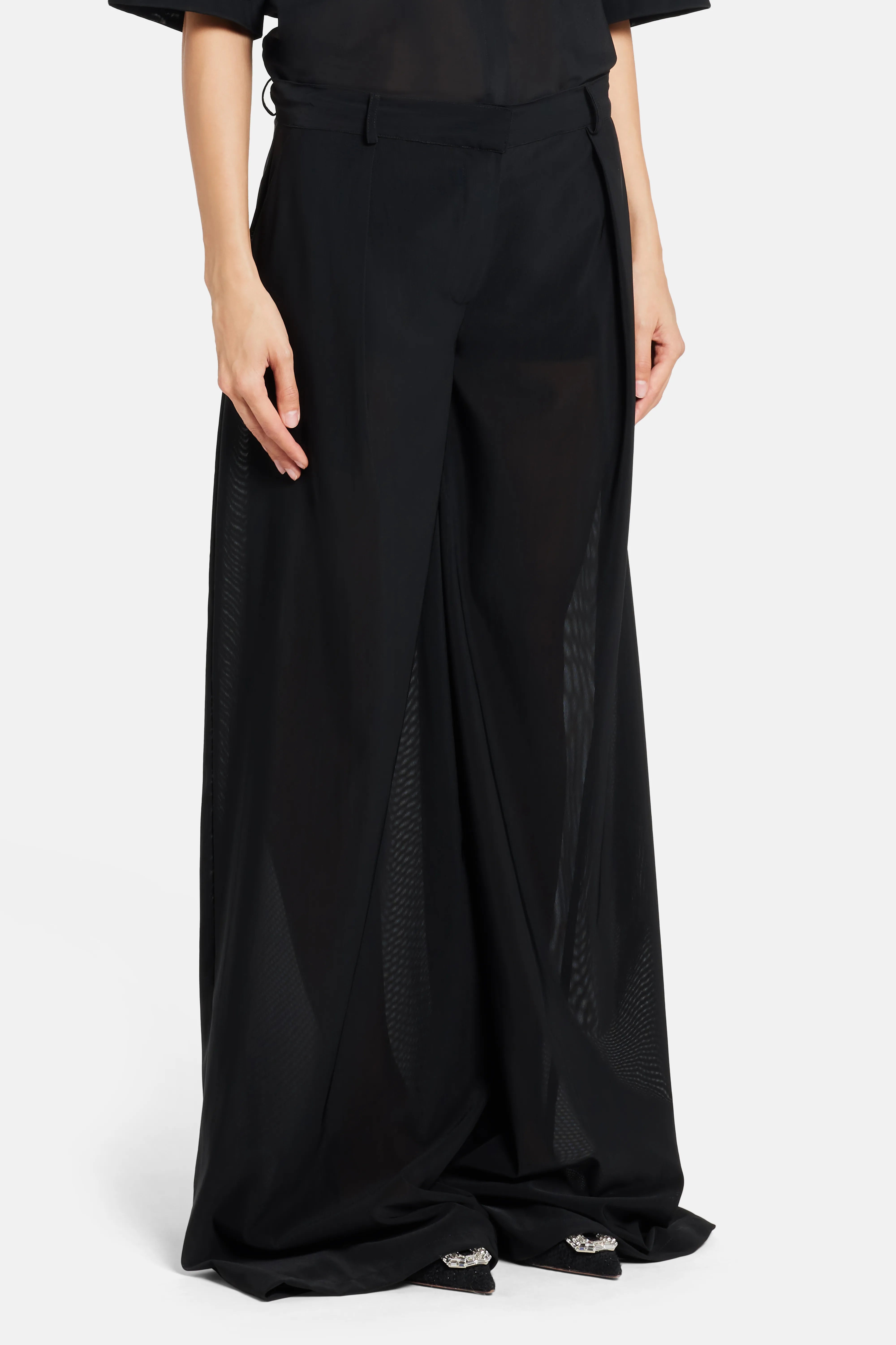 Straight Wide Legged Trousers in Black