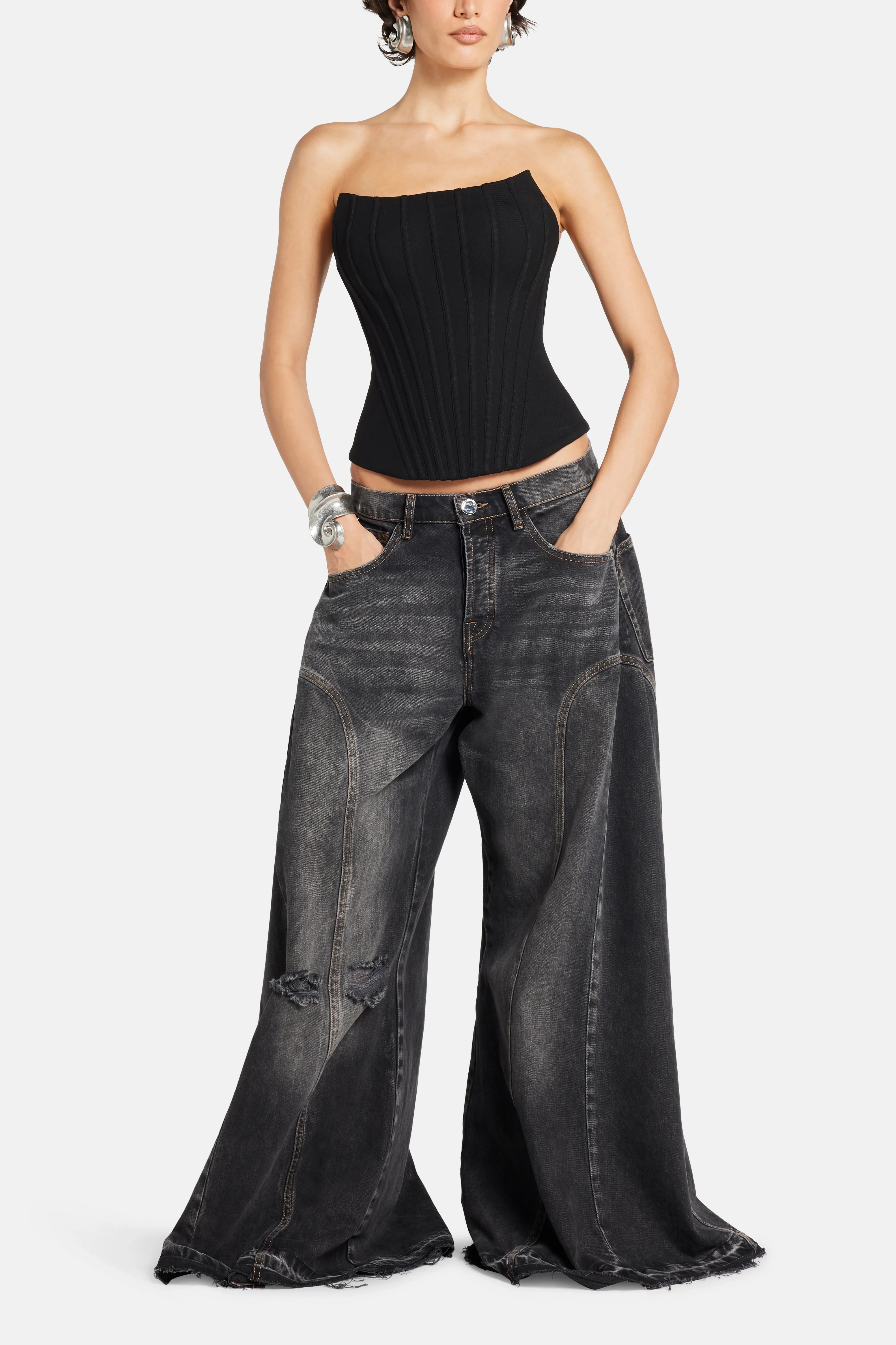 Sleeveless Corset Top in Black